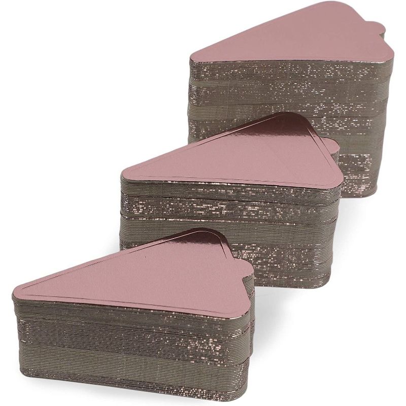 Sparkle and Bash 200 Pack Mini Cake Boards, Rose Gold Foil Triangle Dessert Bases (3 x 4.6 In)