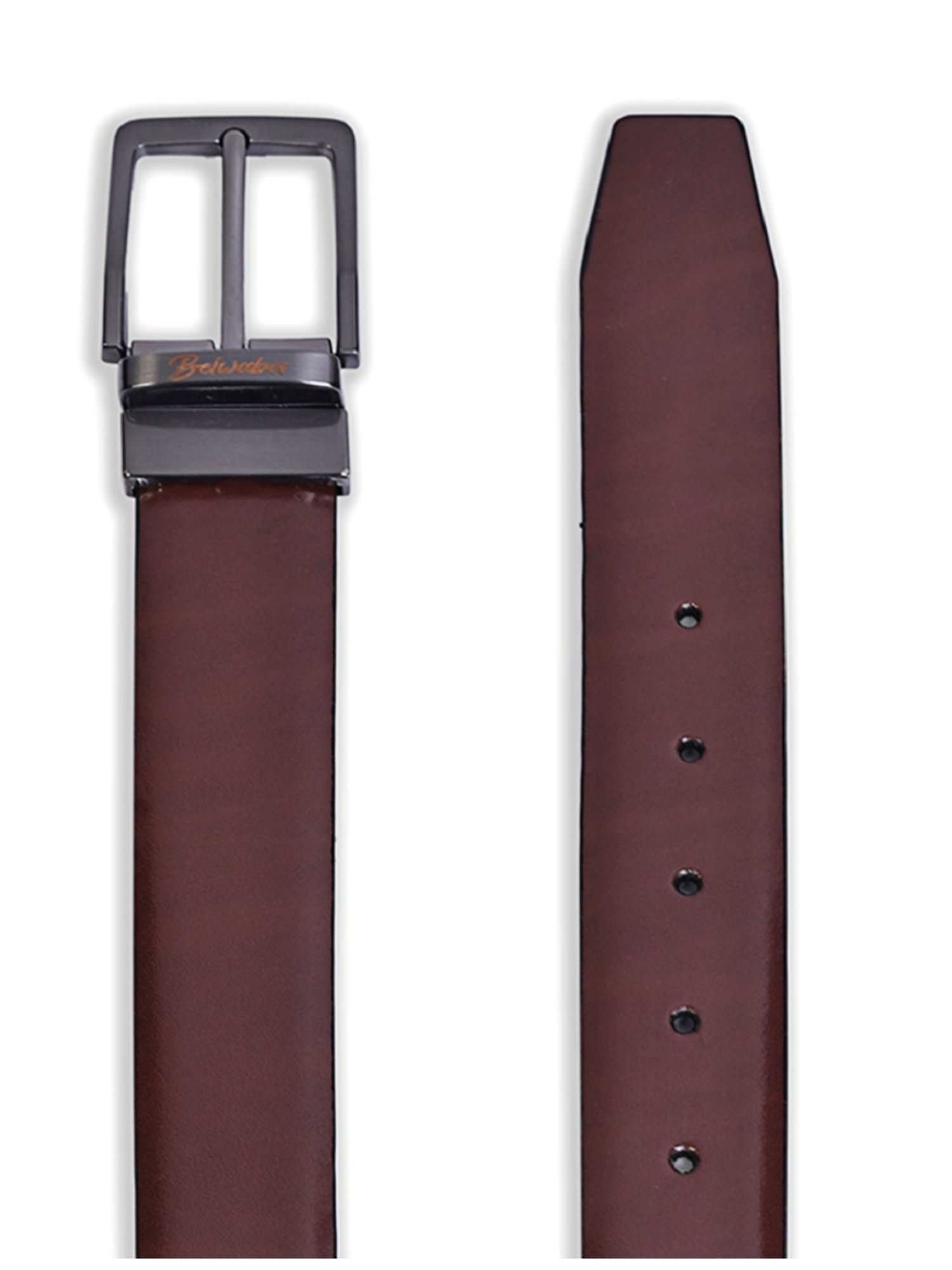 BELWABA Black & Brown Formal Reversible Leather Belt for Men