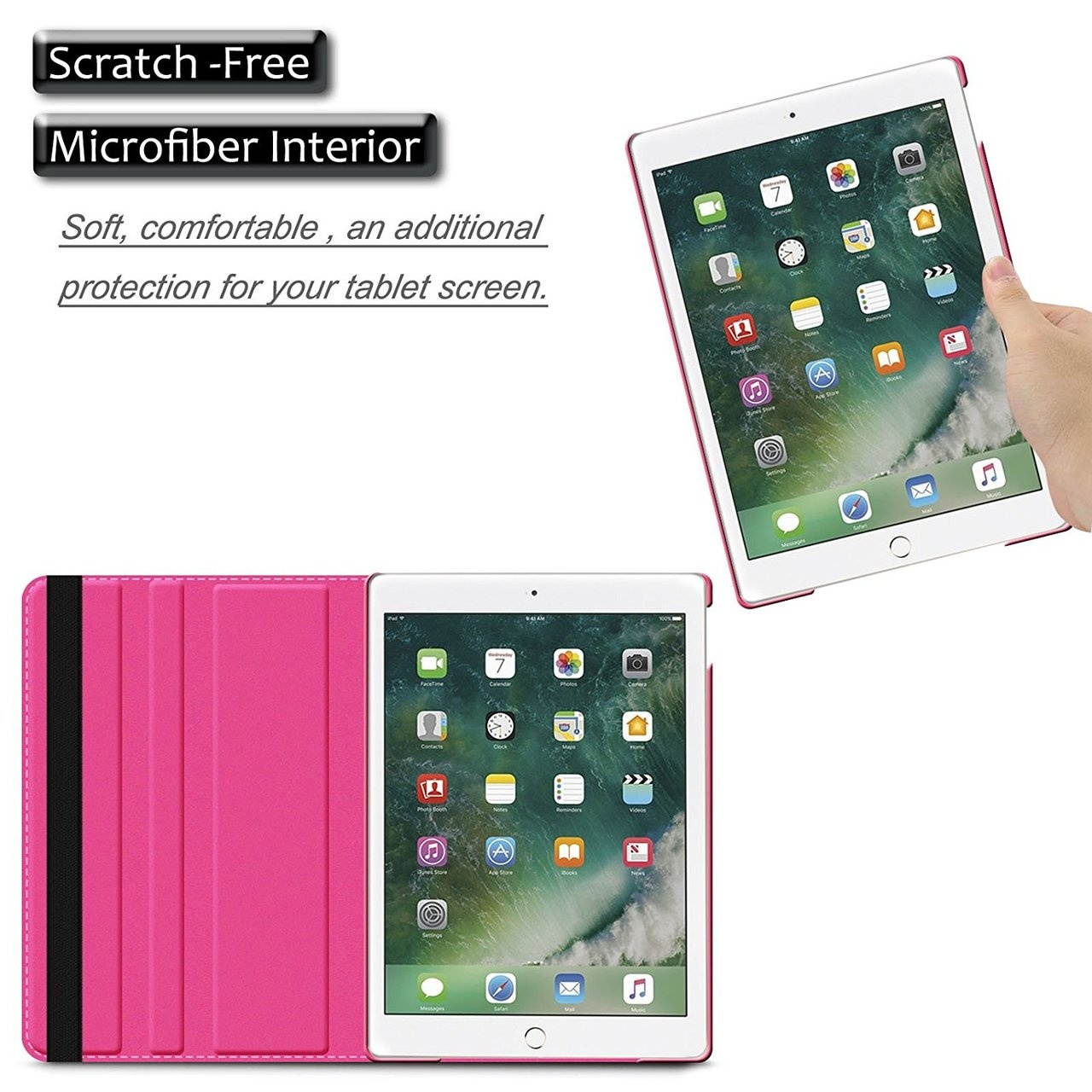 360 Degree Smart Rotary Leather Case for iPad Air 3 / iPad Pro 10.5 inch - Hot Pink