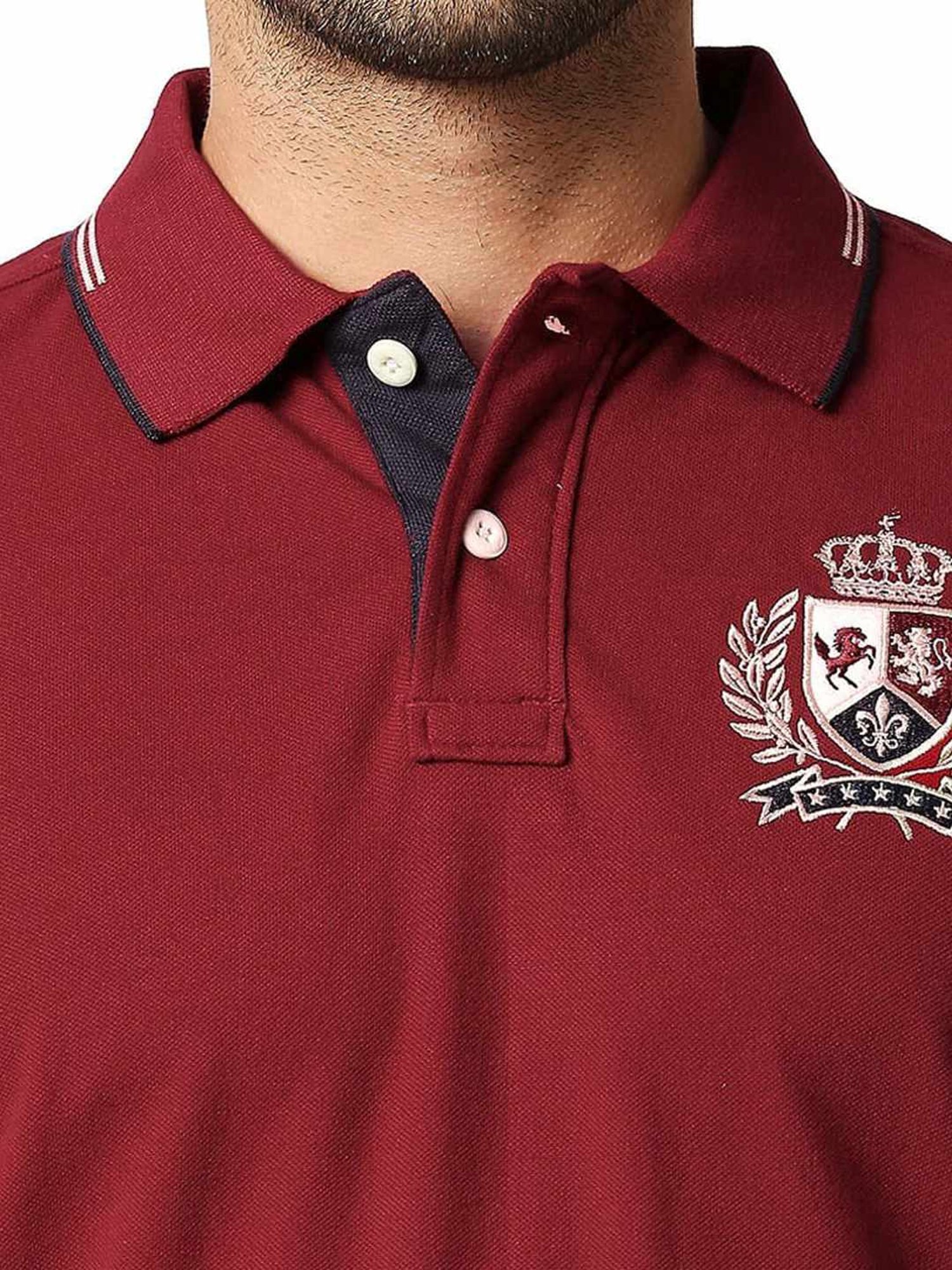 Basics Rhubarb Cotton Muscle Fit Polo T-Shirt