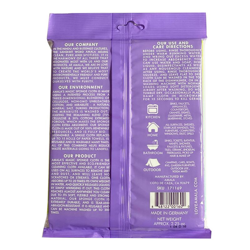 Amala Highly Absorbent Magic Sponge Cloth - 3pk