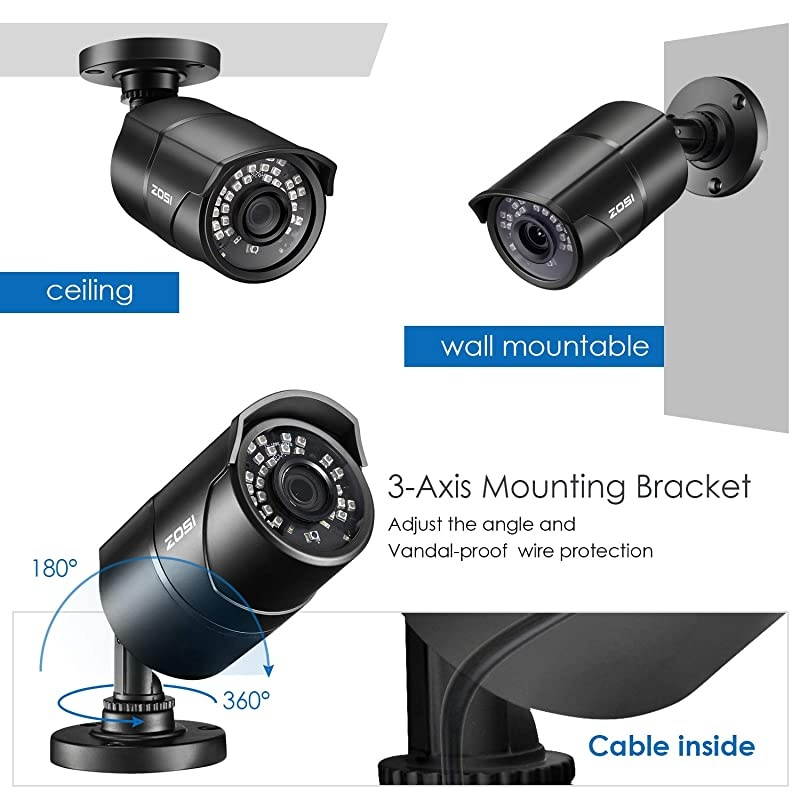 13 CMOS 1000TVL 960H CCTV Home Surveillance Weatherproof 36mm Lens with IR Cut Bullet Security Camera 36PCS Infrared LEDs100ft IR DistanceAluminum Metal Housing