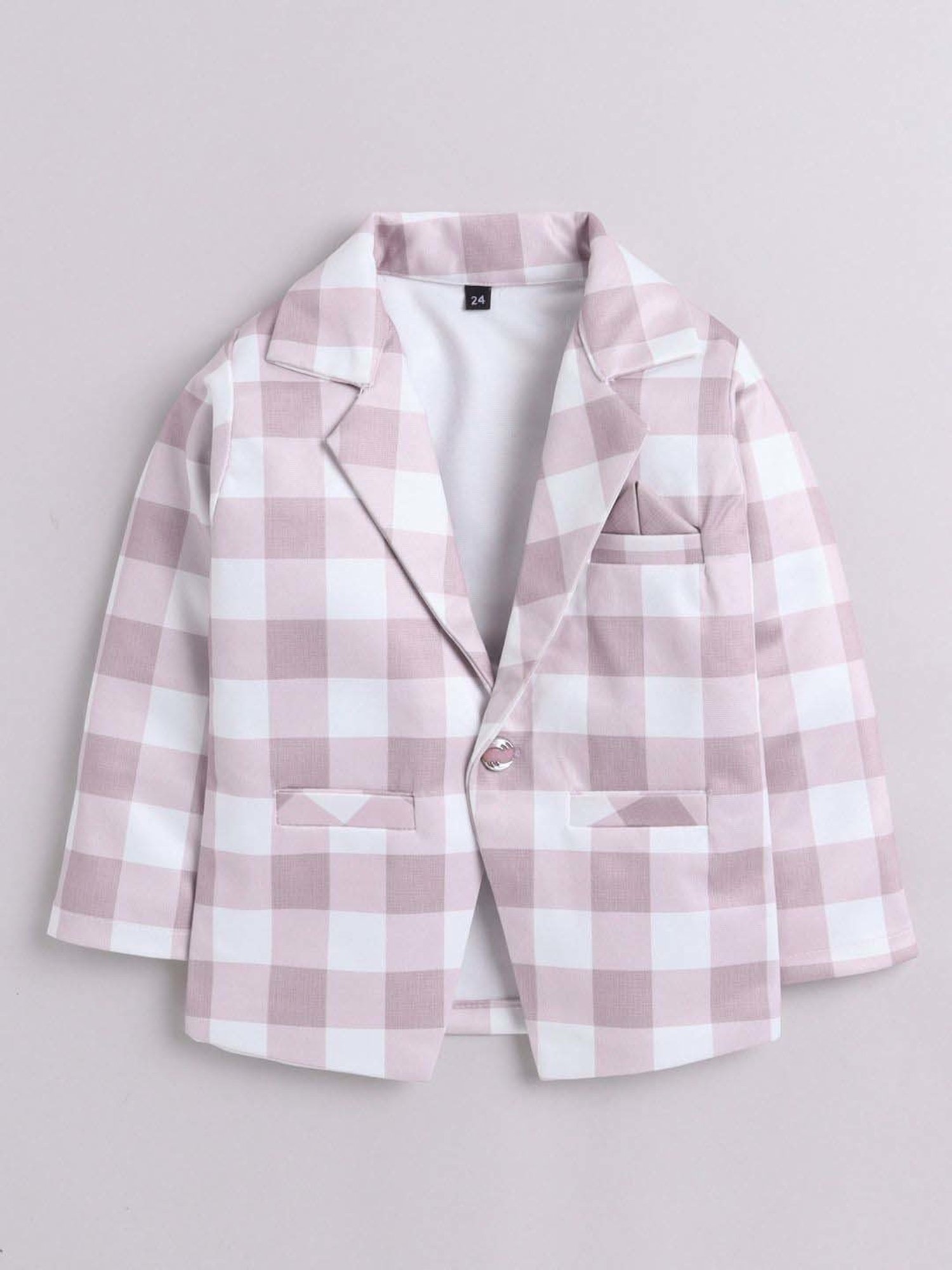 Fourfolds Boys Pink Checks Full Sleeves Clothing Set