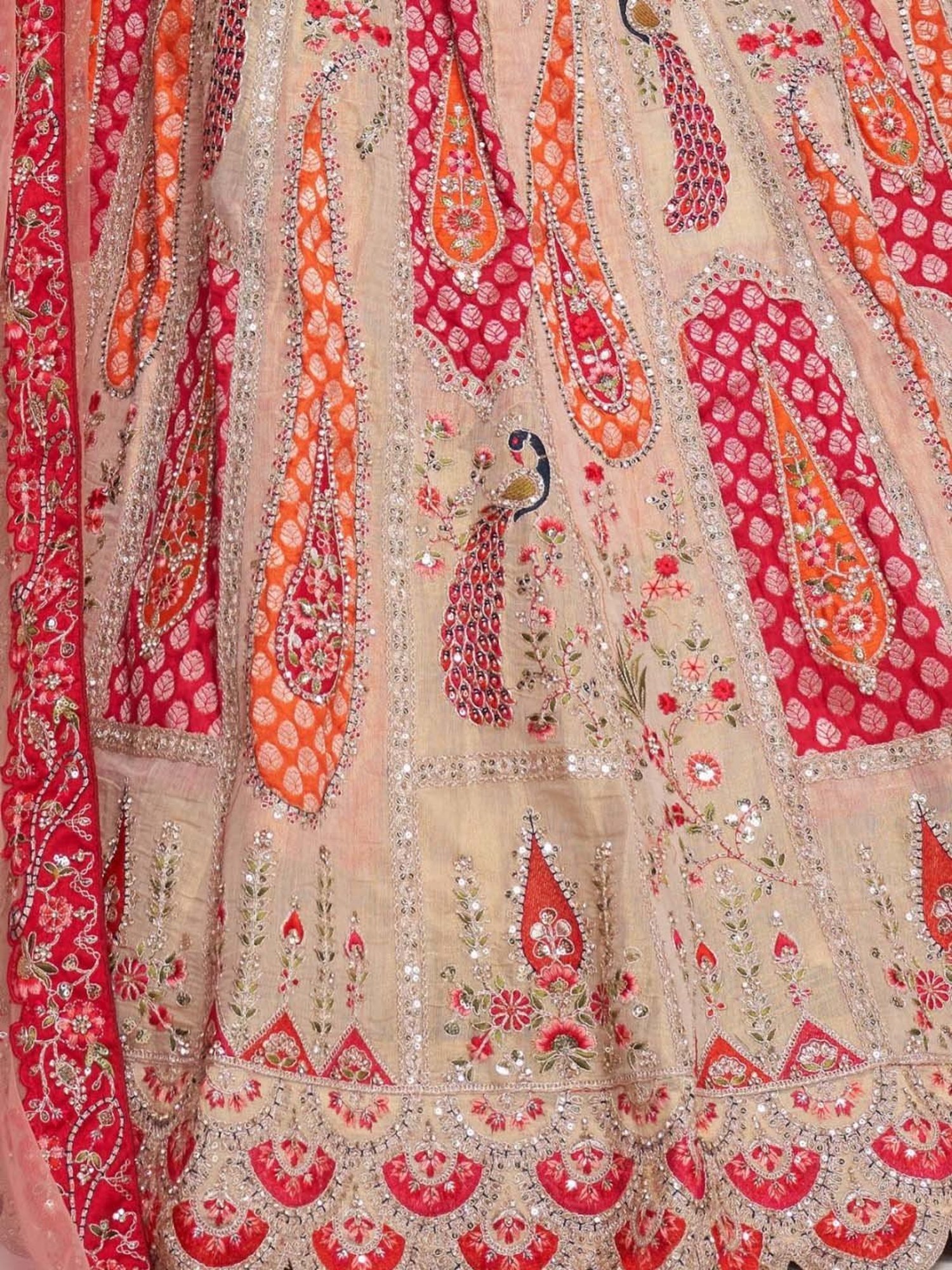 Odette Beige Embroidered Lehenga Choli Set With Dupatta