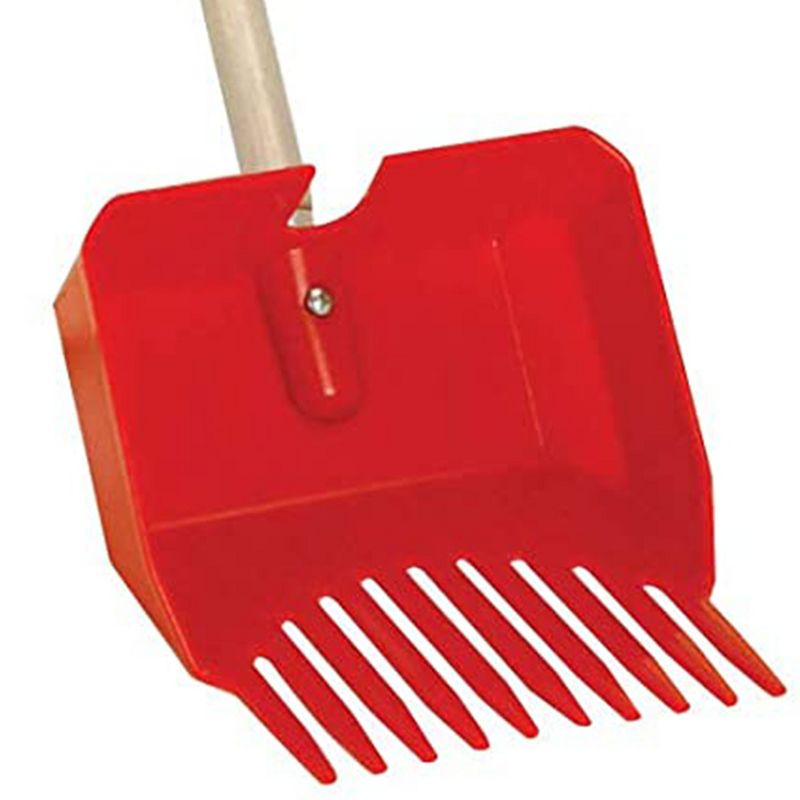 Little Giant Easy Scoop Pet Lodge Outdoor Pooper Scooper for Dog or Puppy Waste Removal with Durable Wooden Handle and Basket, Red