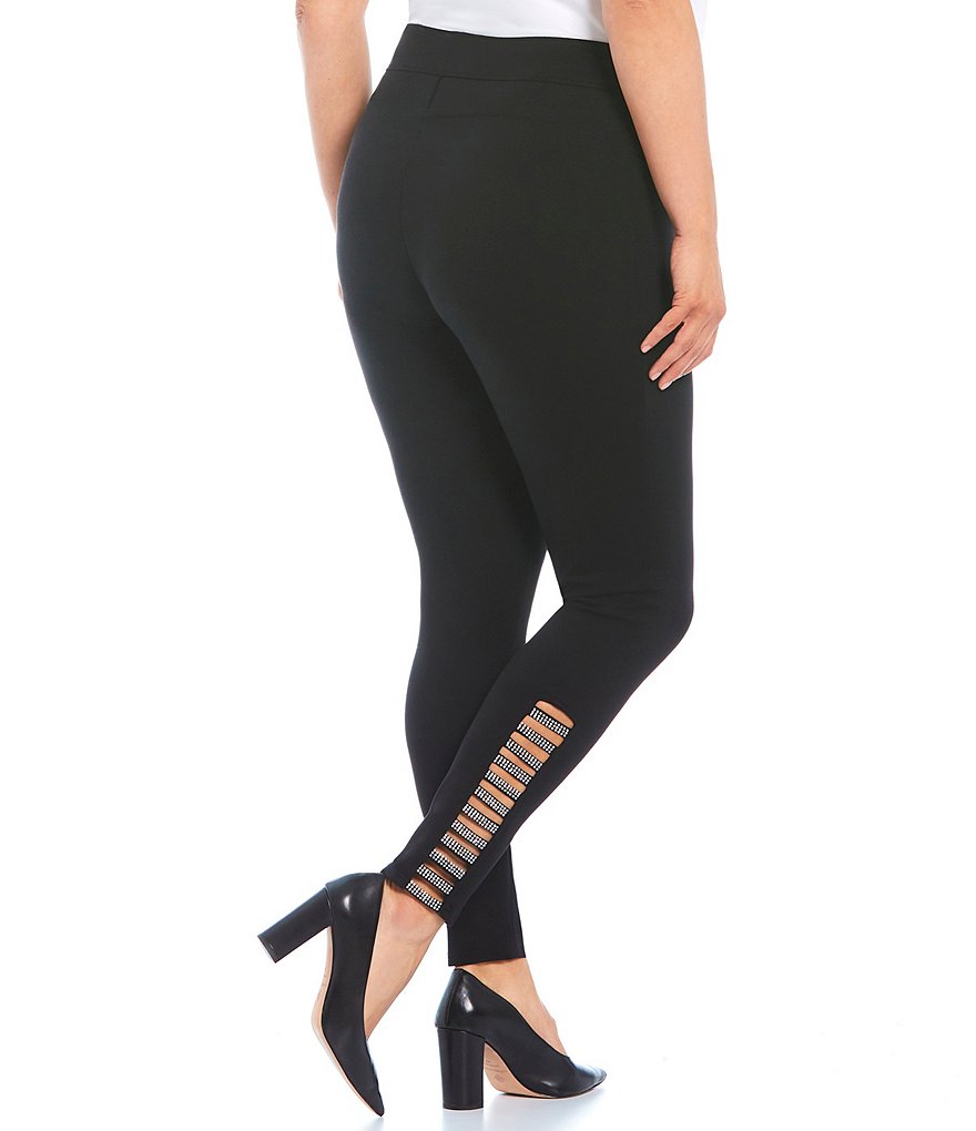 Intro Plus Size Solid Double Knit Tummy Control Leggings