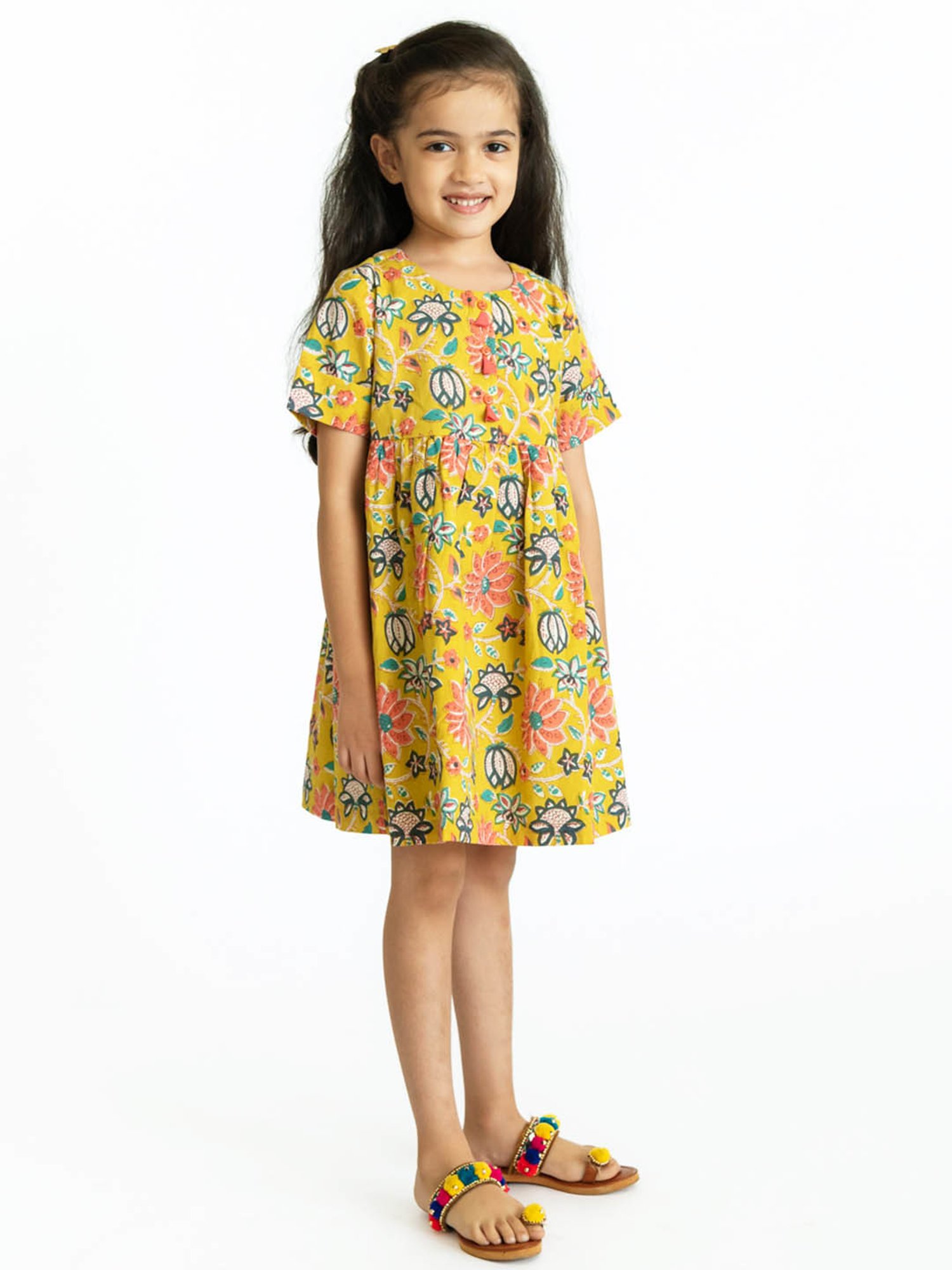 Campana Kids Lime Green Vine Print Dress