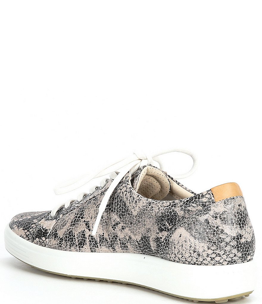 ECCO Soft 7 Snake Print Leather Lace-Up Sneakers