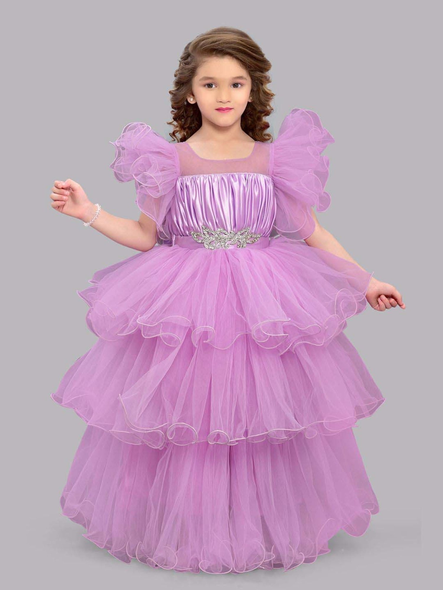 Pink Chick Kids Lavender Solid Party Gowns