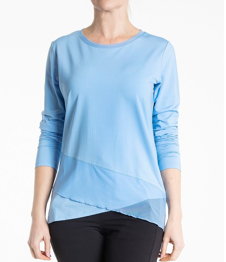 Bette & Court Crossover Jewel Neck Long Sleeve Top