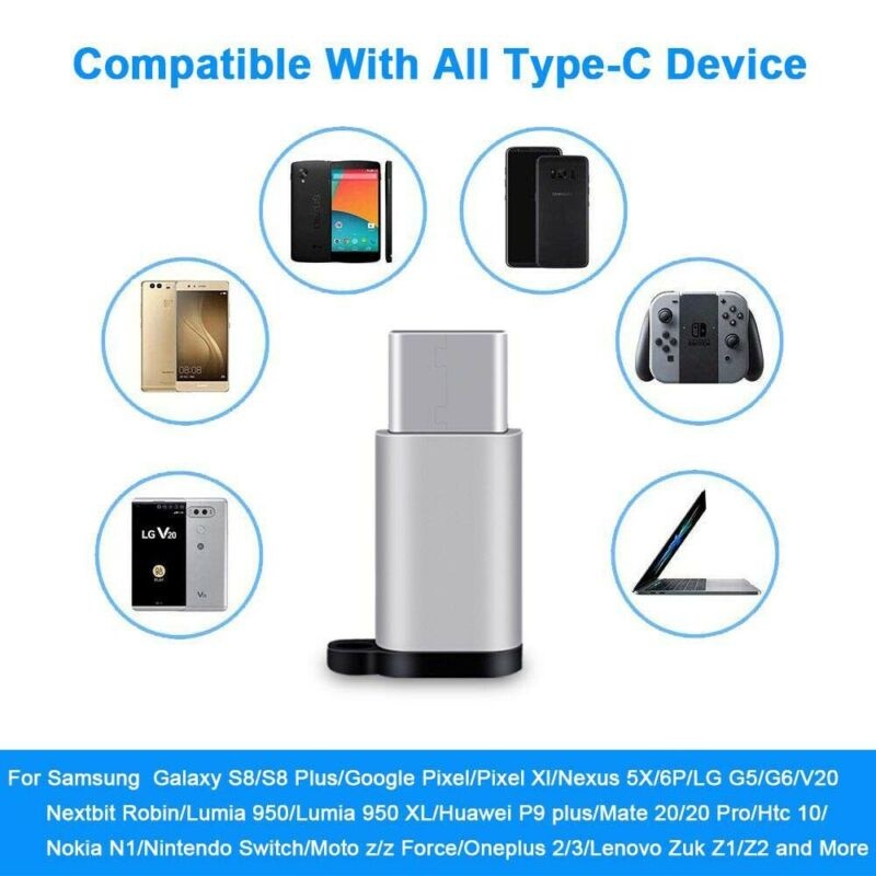 Micro USB to USB C Adapter, Micro USB to Type C Mini Converter, Grey