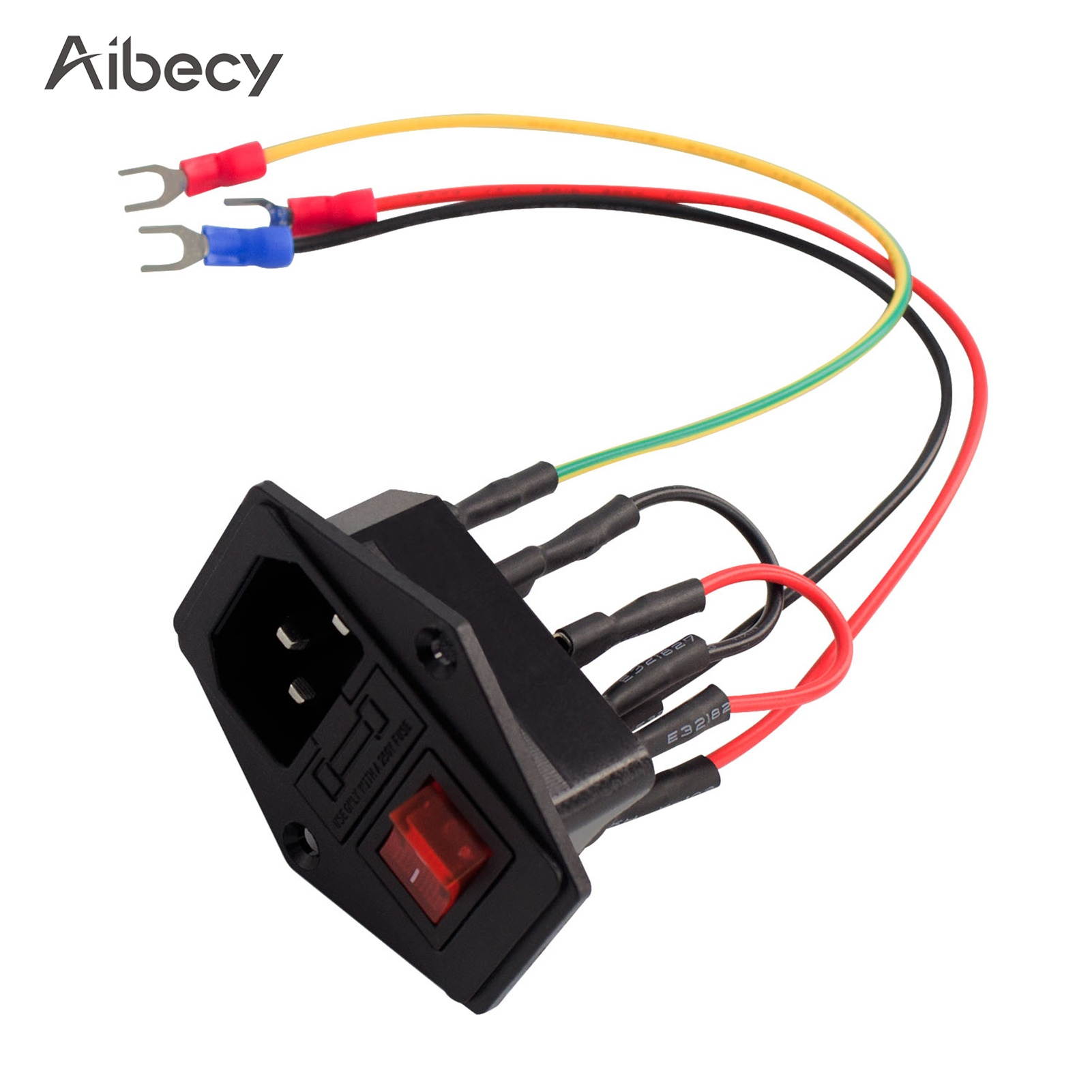 Aibecy 3D Printer Accessories Power Supply Switch Socket 10A 250V Rocker Switch with Fuse Cable U-Type Plug for 3D Printer