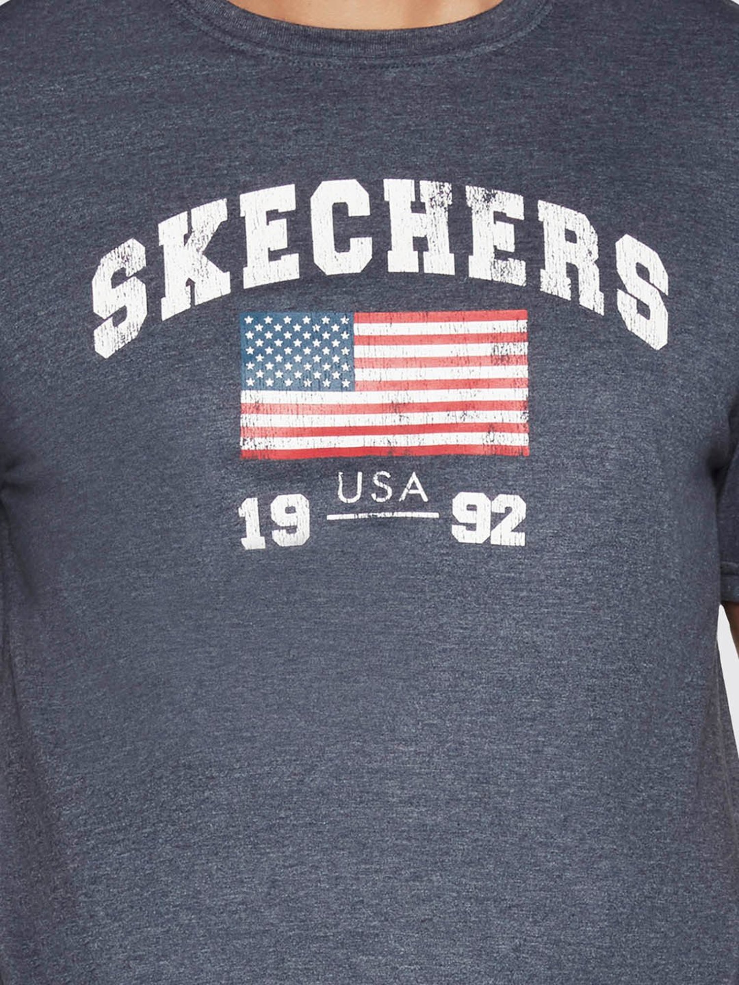 Skechers Navy Relaxed Fit Printed Crew T-Shirt