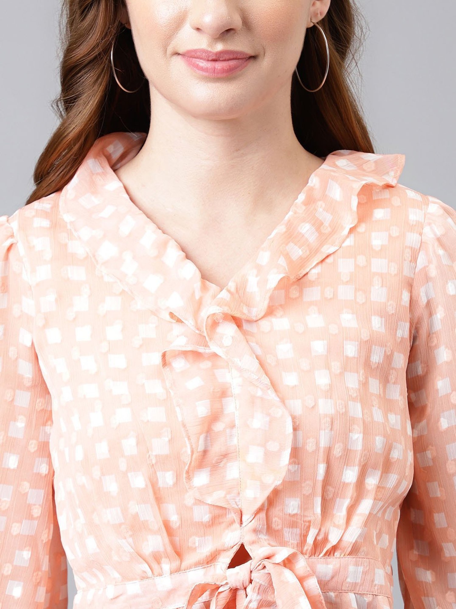 Latin Quarters Light Orange Printed Top