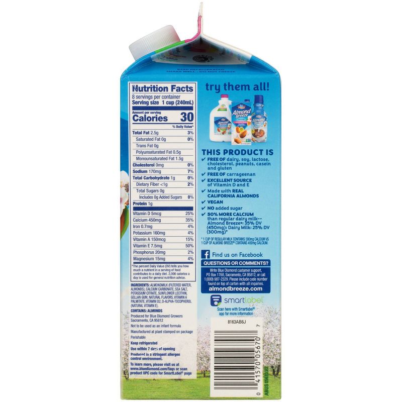 Blue Diamond Almond Breeze Almond Milk - 0.5gal