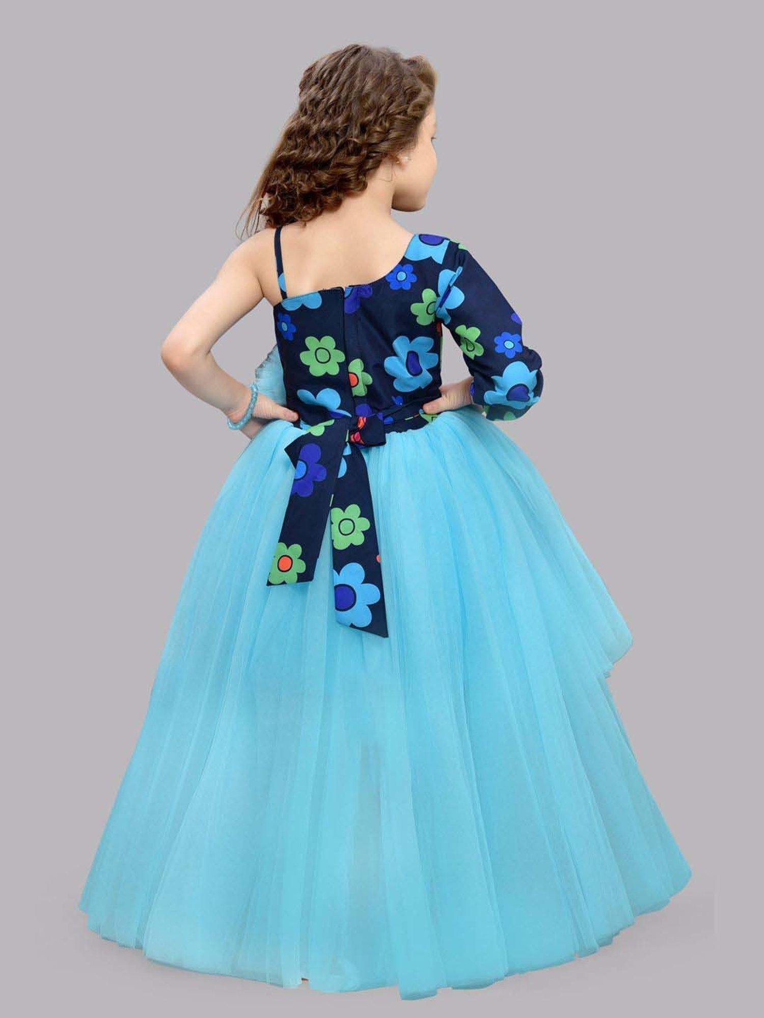 Pink Chick Kids Blue Floral Party Gowns