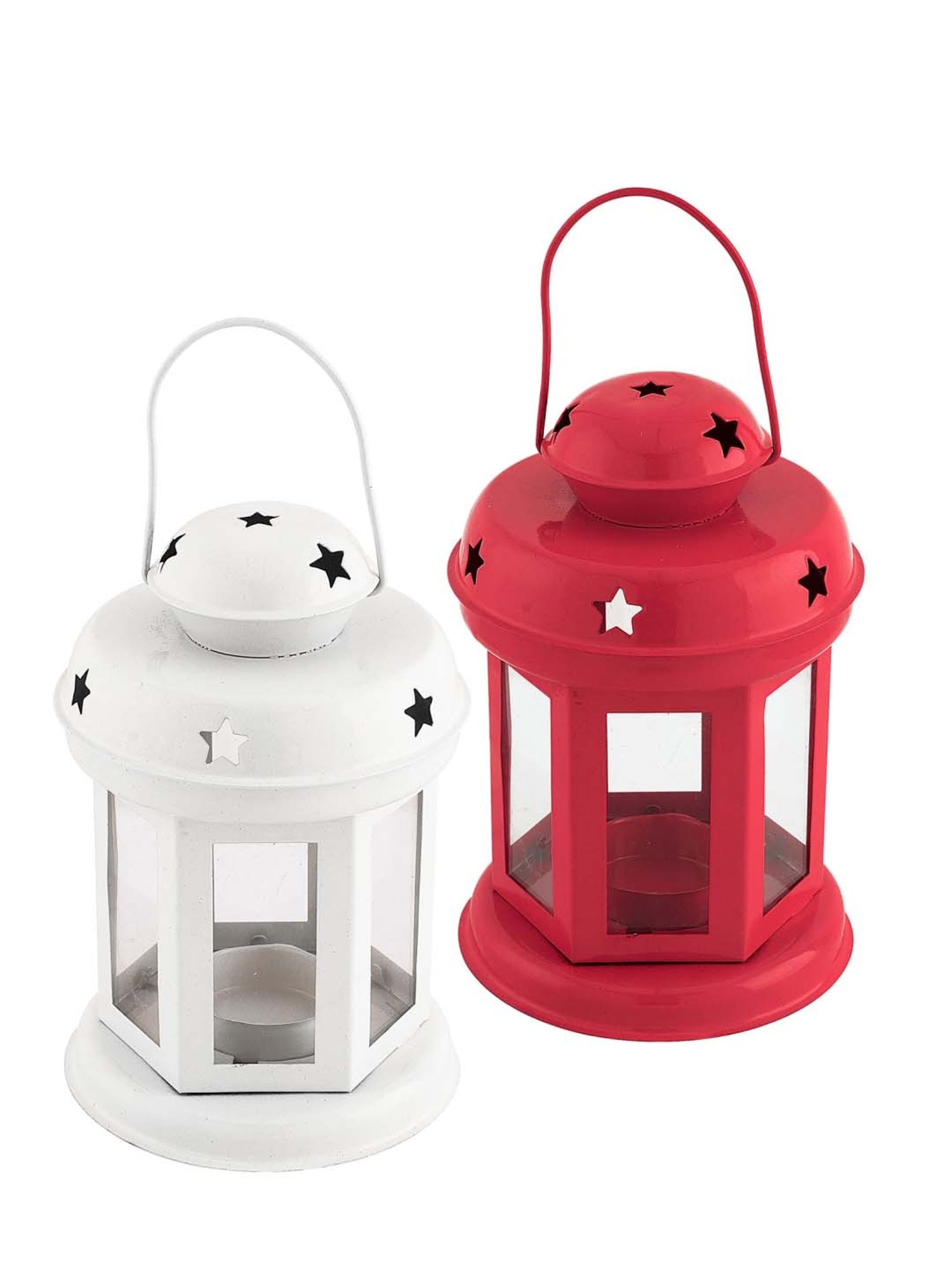 Homesake 'Birthday' Red & White Metal Hanging Candle Holder - Set of 2