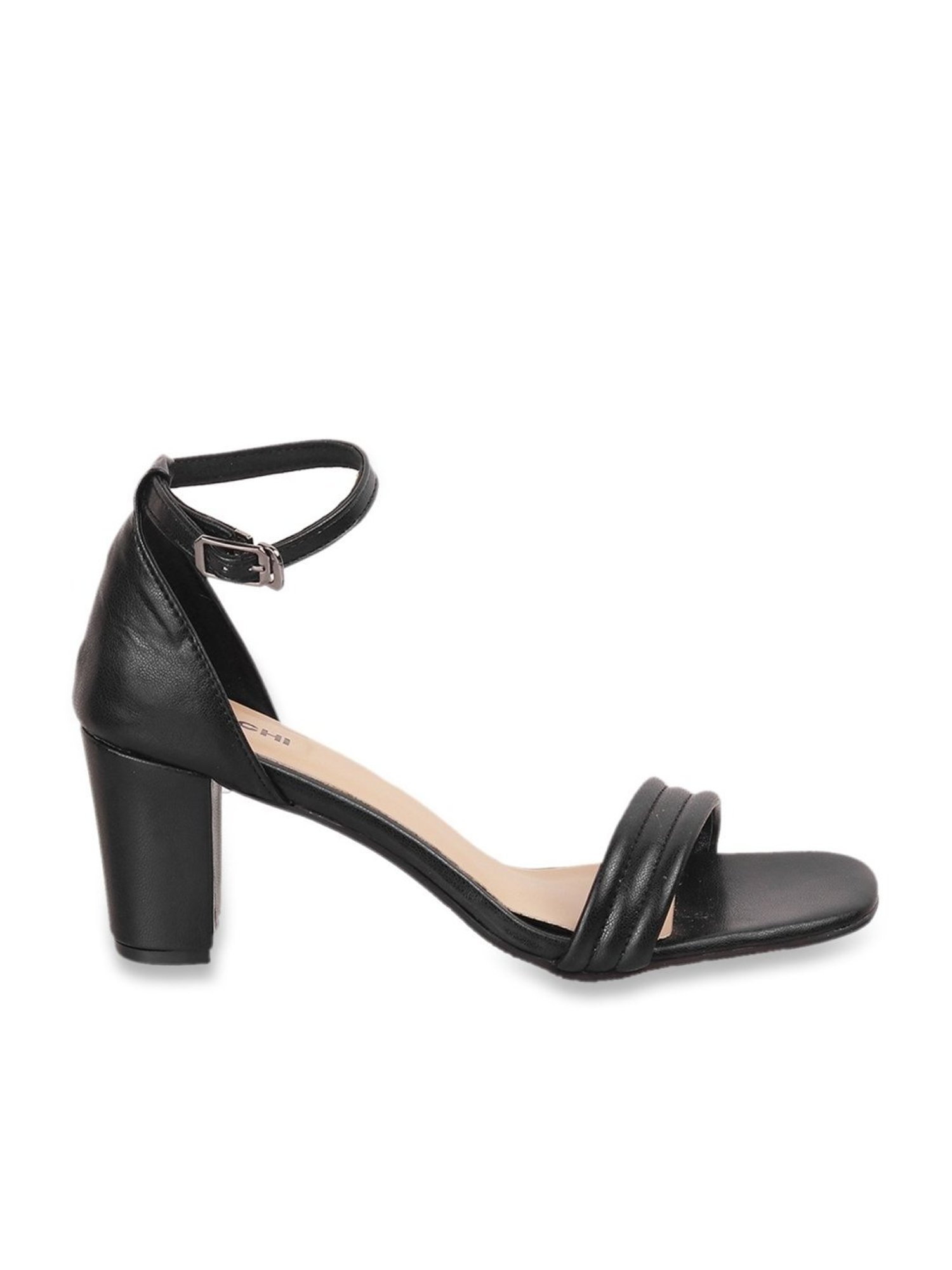 Mochi Women's Black Ankle Strap Sandals