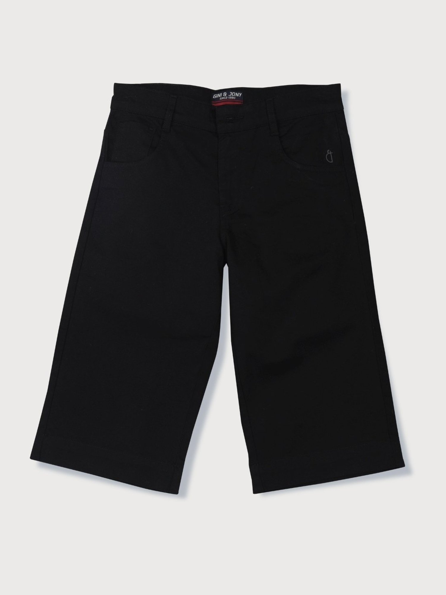 Gini & Jony Boys Black Cotton Regular Fit Bermudas