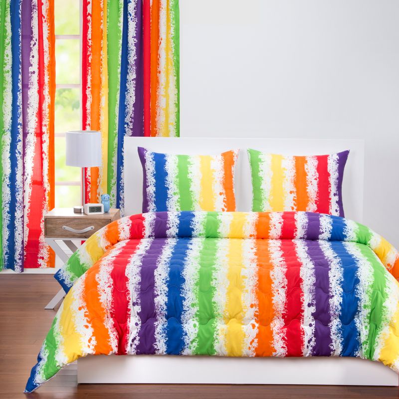 Brain Waves Rainbow Stripe Comforter Set (Full/Queen) - Learning Linens