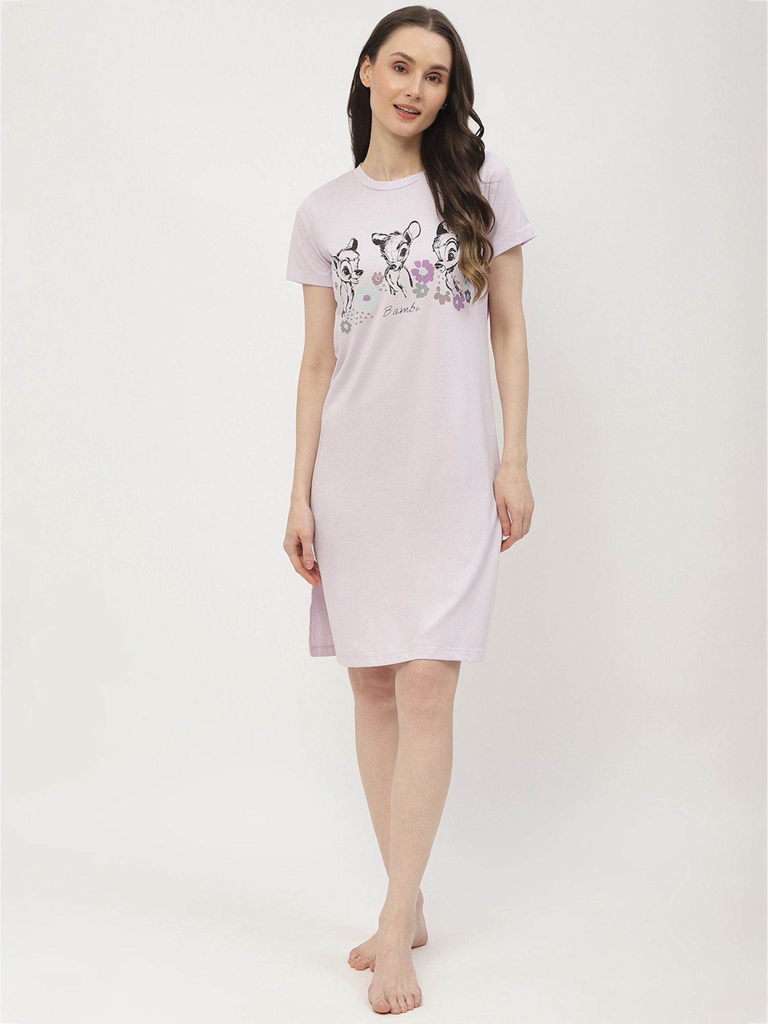 MADAME M Secret Mauve Cotton Graphic Print Night Dress