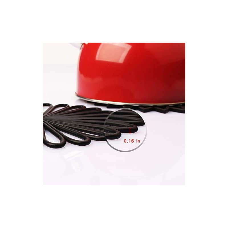 3 Set Silicone Multi-Use Flower Trivet Mat - Premium Quality Insulated Flexible Durable Non Slip Coasters Hot Pads Black