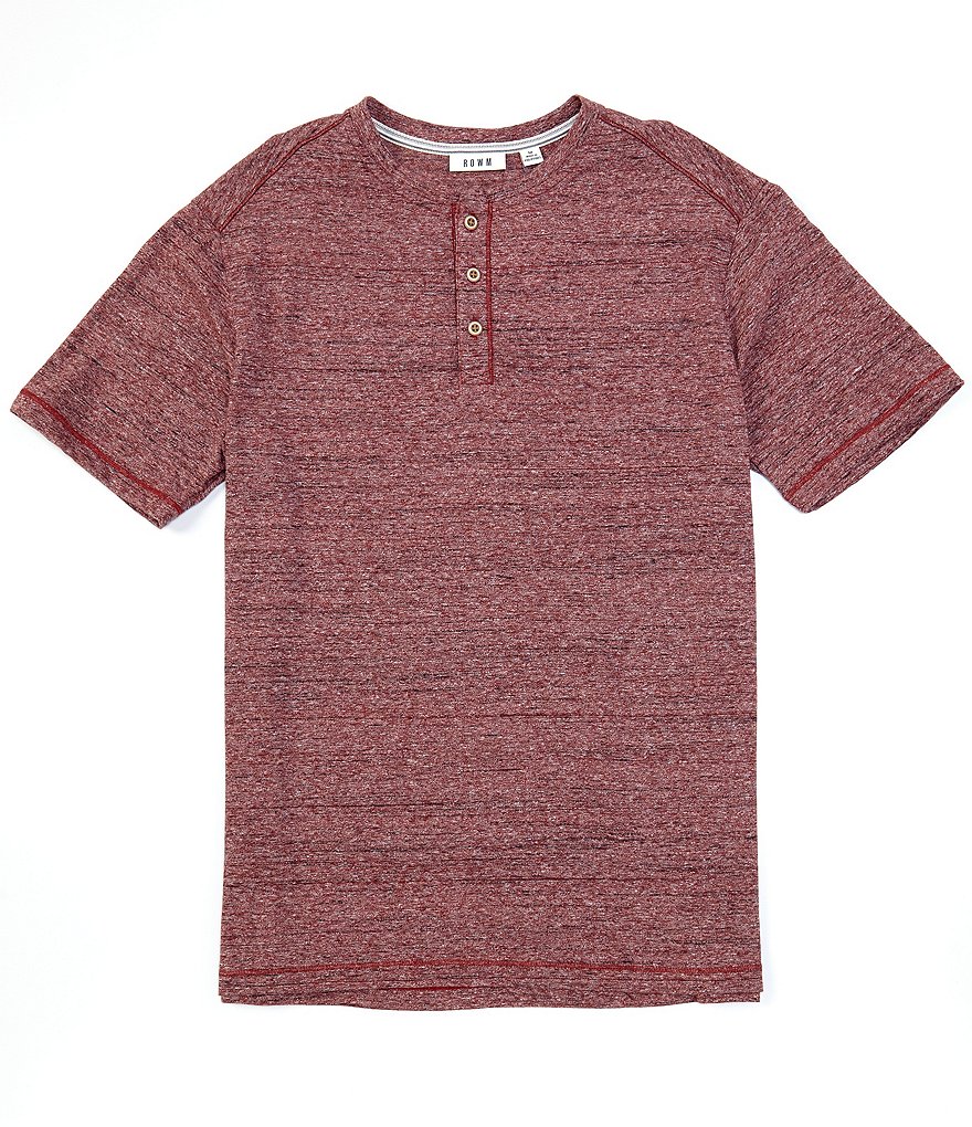 Rowm Short-Sleeve Striated Henley Shirt