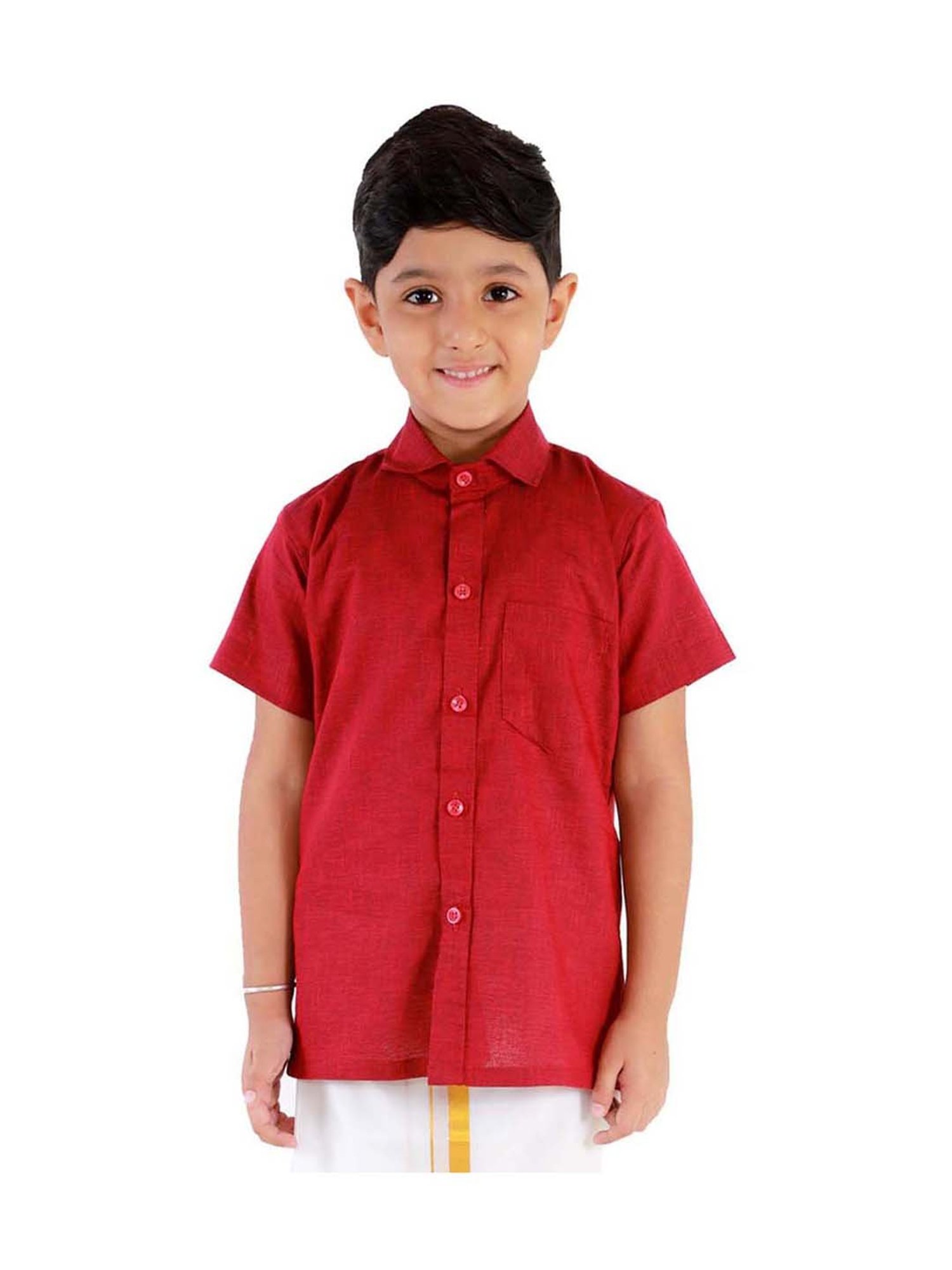 TABARD Kids Red Printed Full Sleeves Kurta