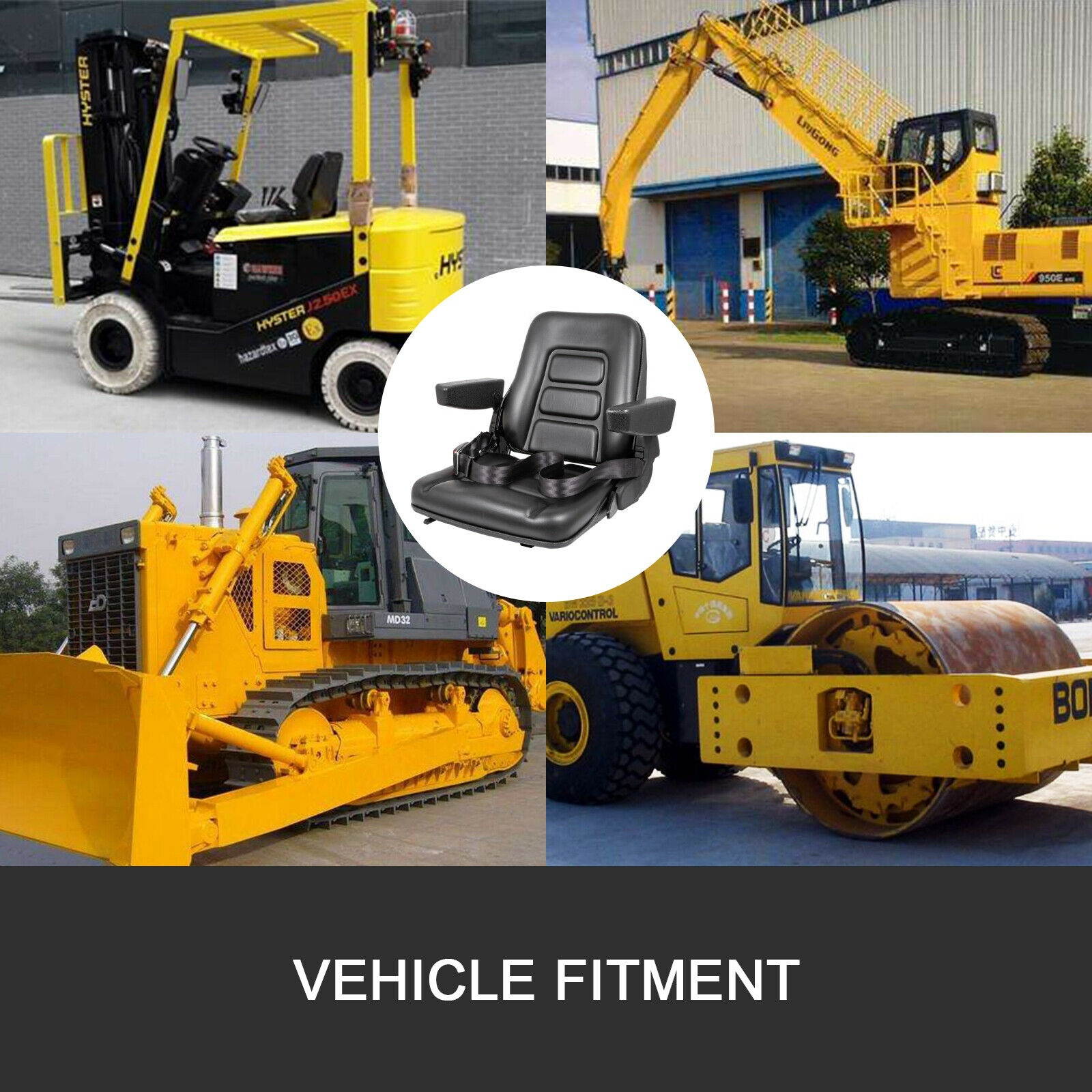 BLACK FOLD DOWN SEAT,Excavator,Forklift,Skid Loader,Backhoe,Dozer,Telehandler