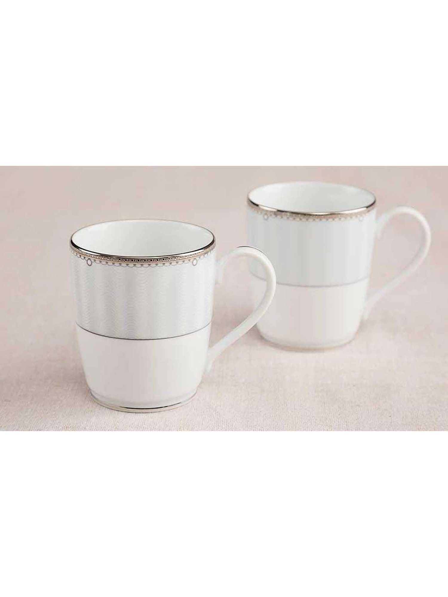 Noritake Monarch Platinum White & Blue Poreclain Coffee Mug (0.295 L) - Set of 6