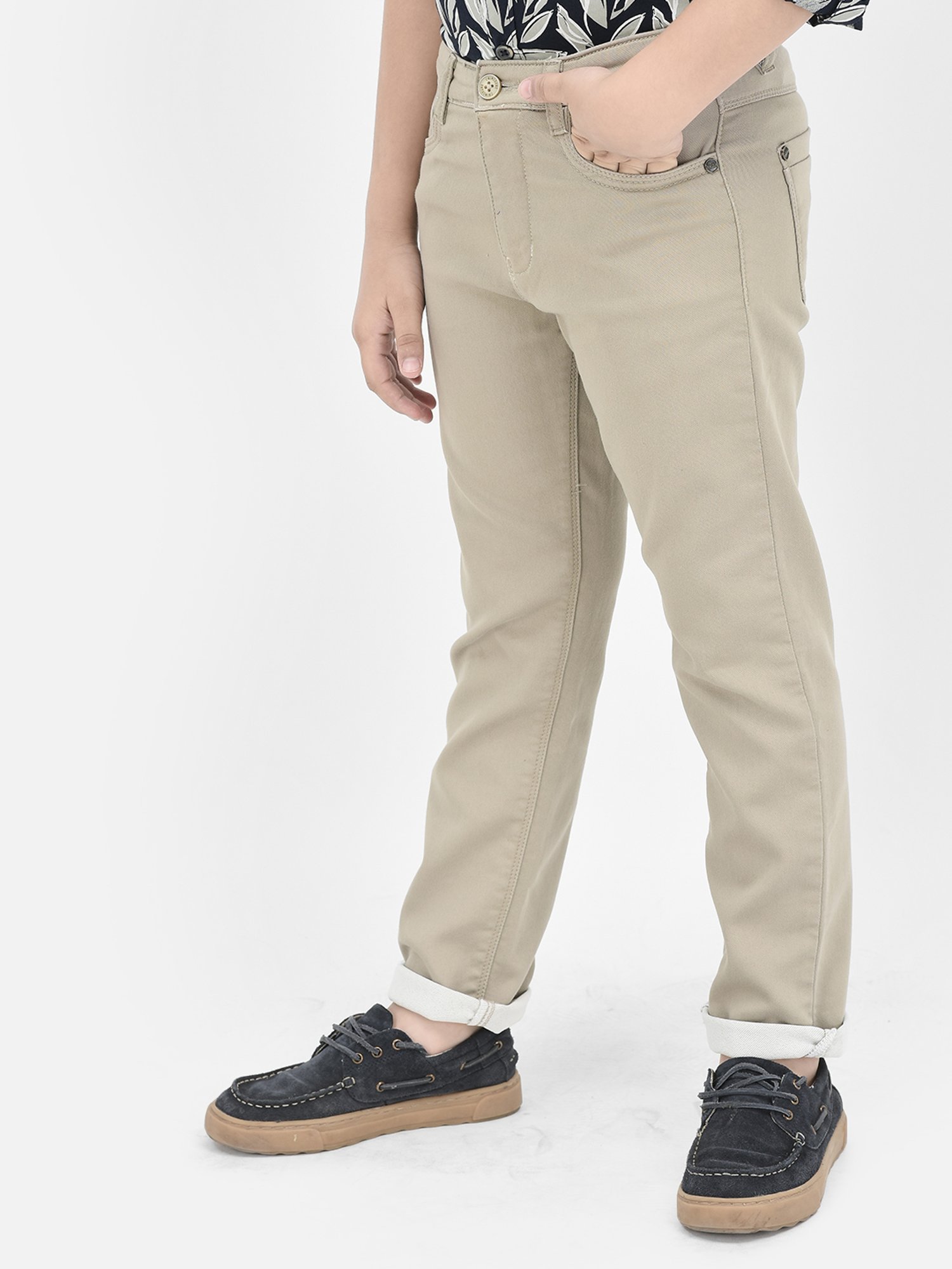 Crimsoune Club Boys Khaki Solid Trousers