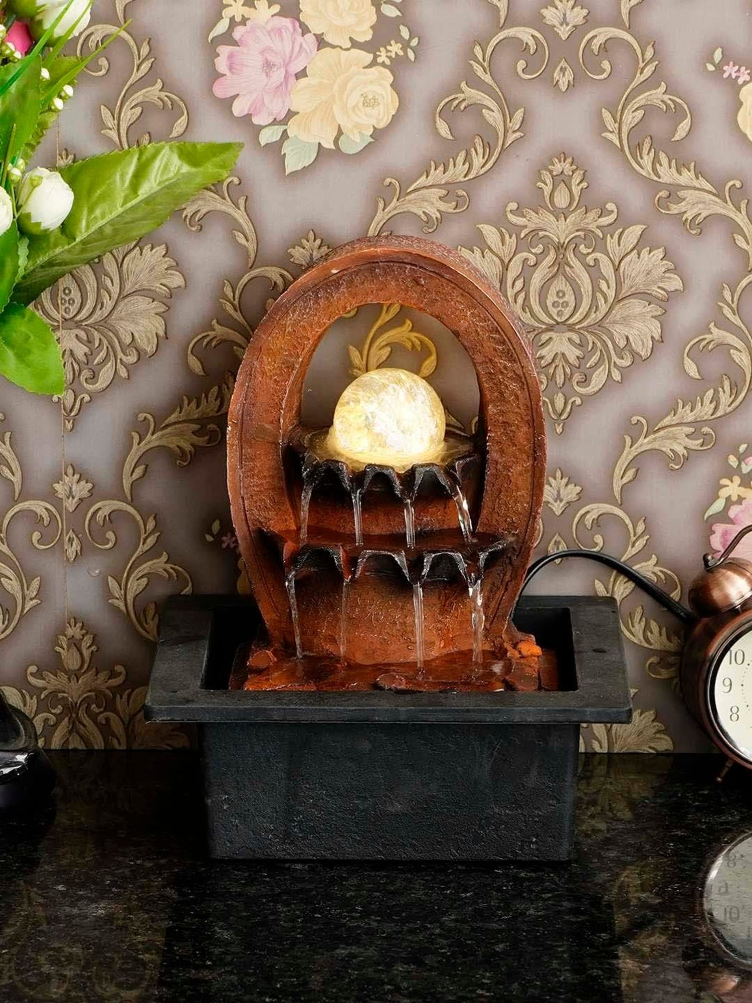 Tayhaa Brown Resin Fiery Tiger Head Showpiece