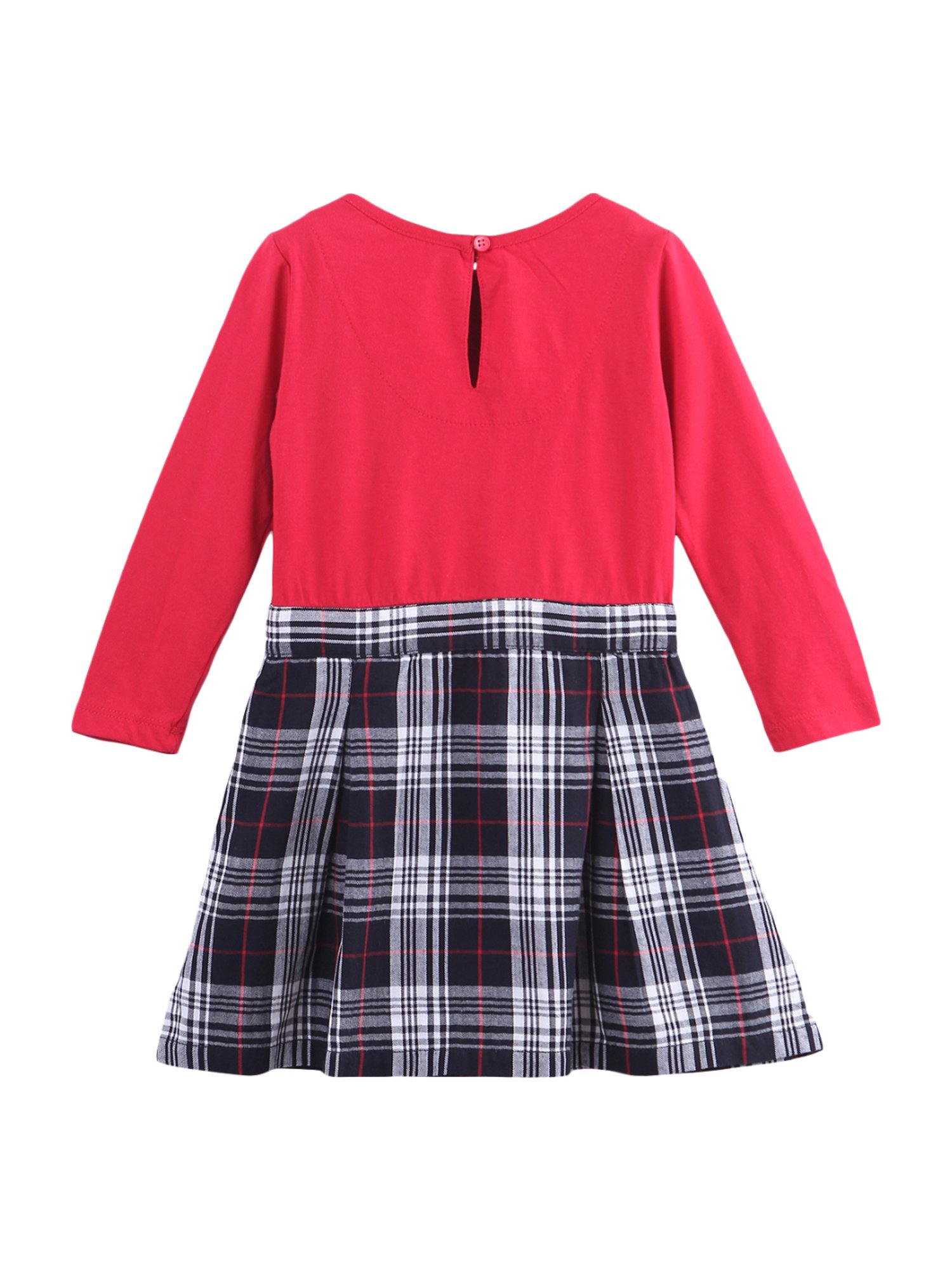 Beebay Kids Red Cotton Plaid Pattern Dress
