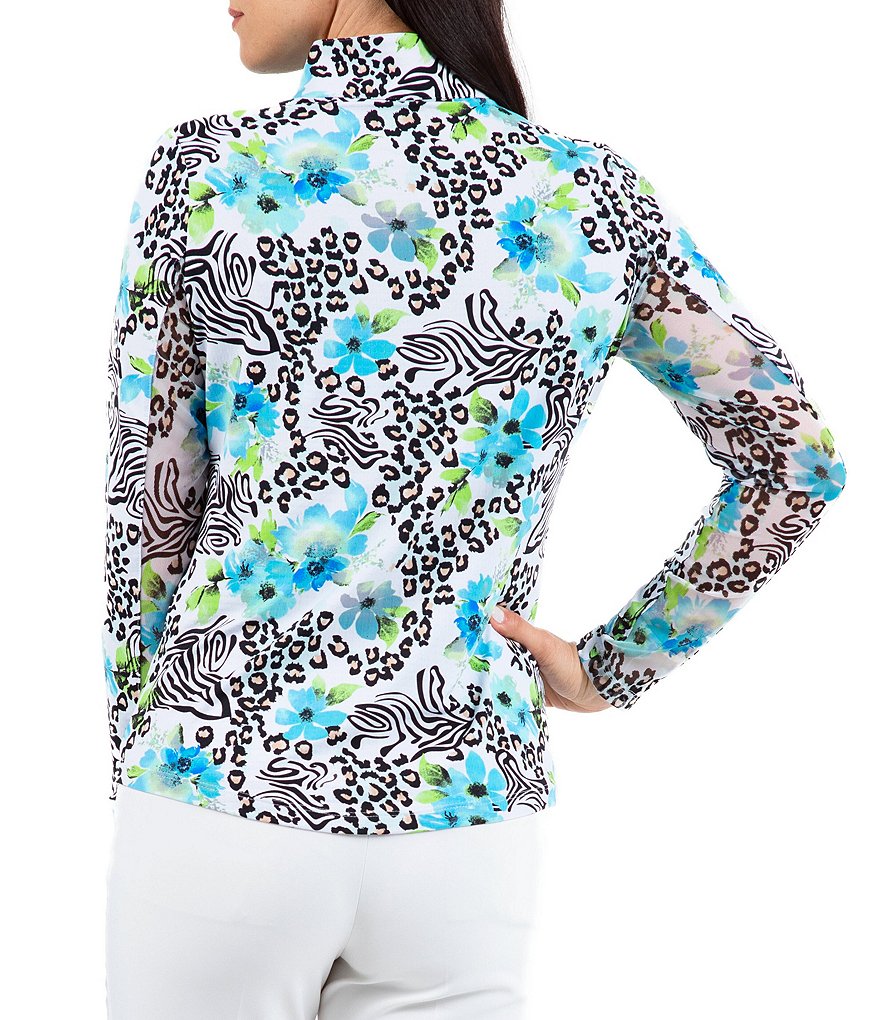 IBKUL Eva Print Long Sleeve Mock Neck Top
