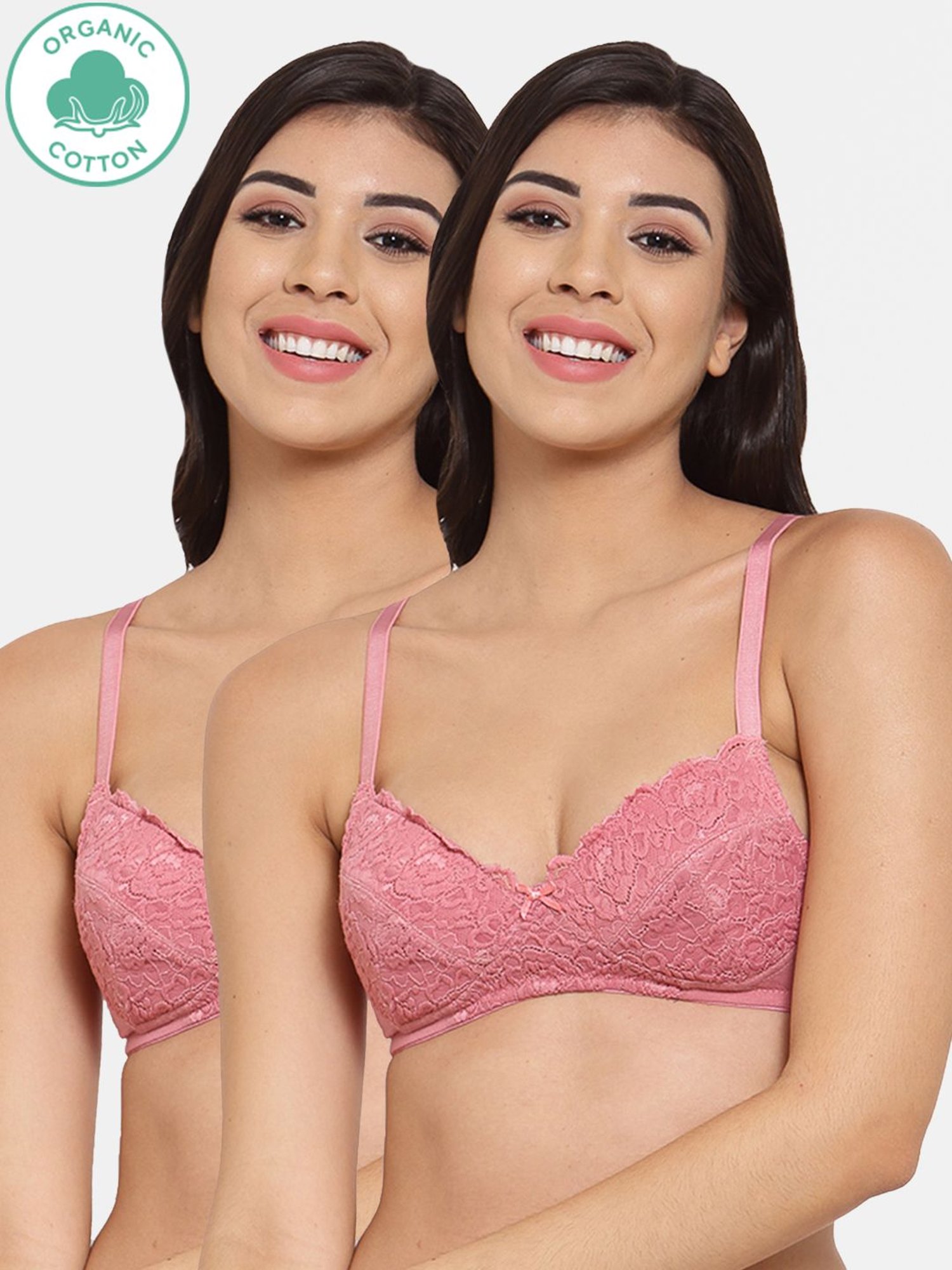 Inner Sense Mauve Non Wired Padded Bralette Bra (Pack Of 2)