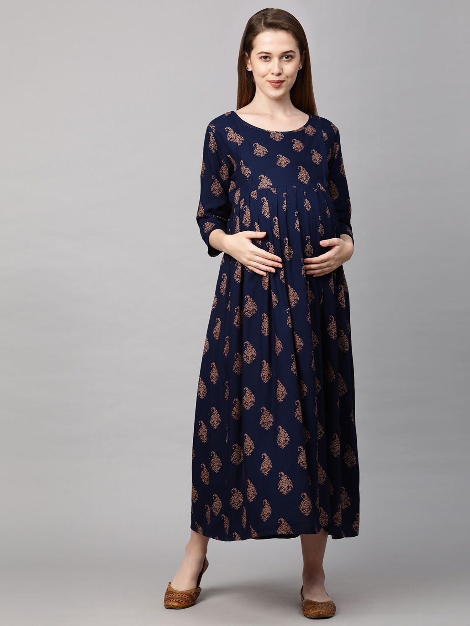 MomToBe Navy Printed Maternity Dress