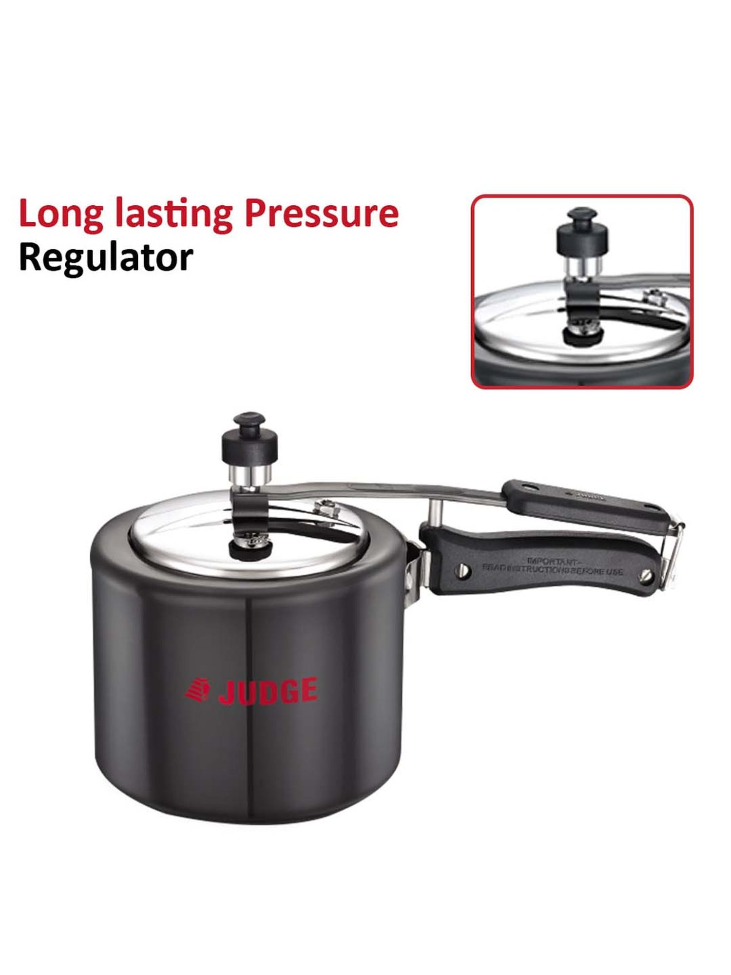 JUDGE Black Hard Anodised 30 cm Gas Compatible Inner Lid Pressure Cooker (2 L) - Set of 1