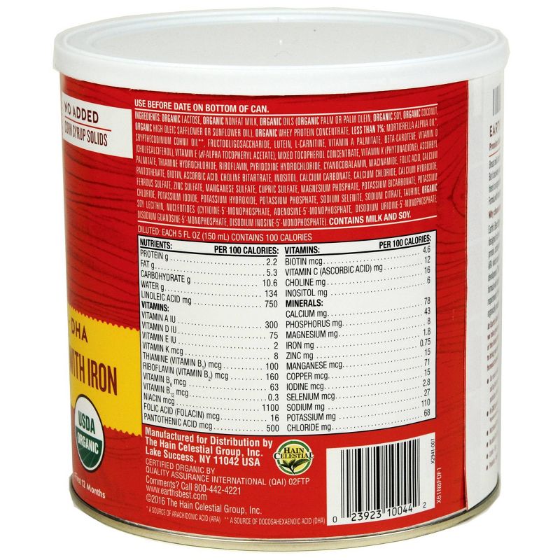Earth's Best Organic Infant Formula with Iron Powder - 23.2oz