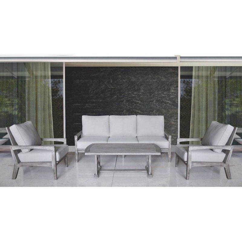 Driftwood Surf Side Teak 4pc Sofa Set - Gray - Courtyard Casual