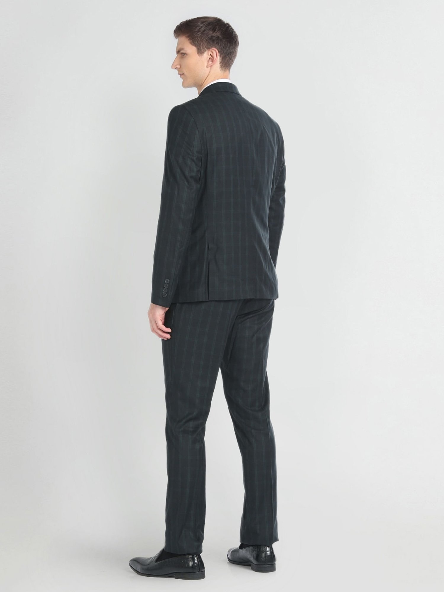 Arrow Olive Regular Fit Checks Two Piece Suit