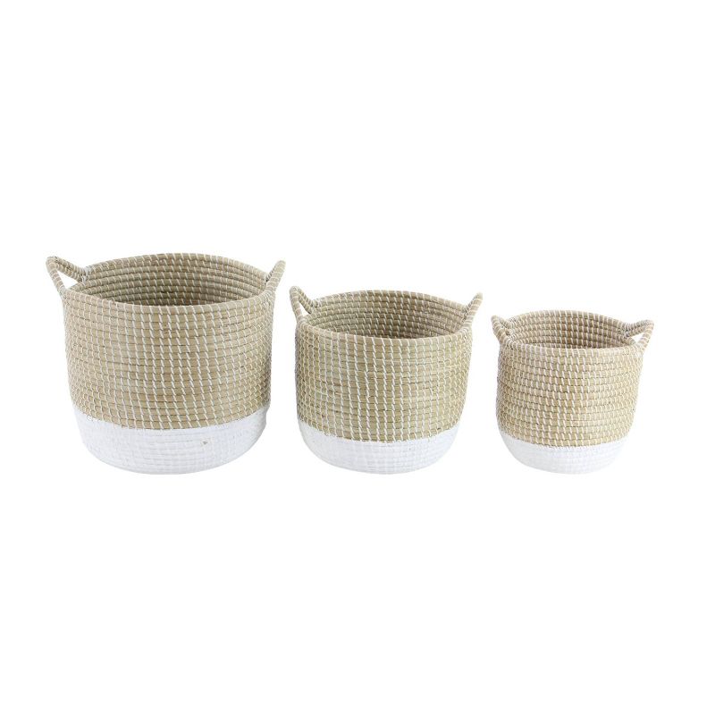 CosmoLiving by Cosmopolitan Set of 3 Contemporary Dried Plant Material Storage Baskets Brown