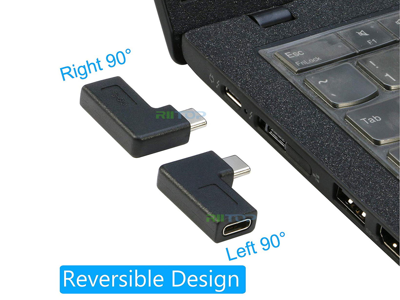 2 Pack USB 3.1 Type C Male to Female Extension Adapter Right&Left Angled 90 Degree for MacBook/Pro,Surface Book 2,Galaxy S10/S9/S9,Oculus Quest Link