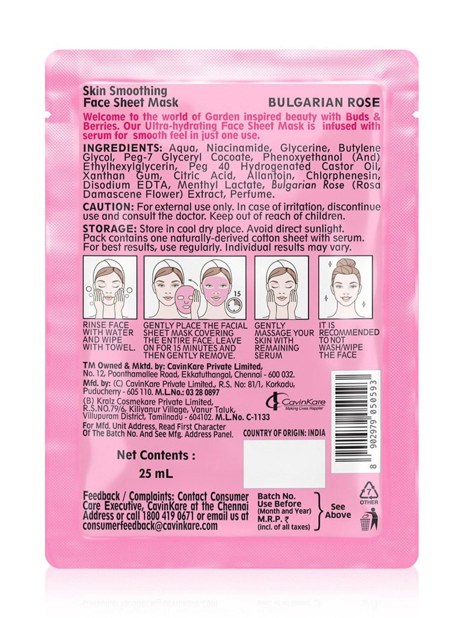 Buds & Berries Bulgarian Rose Skin Smoothing Face Sheet Mask