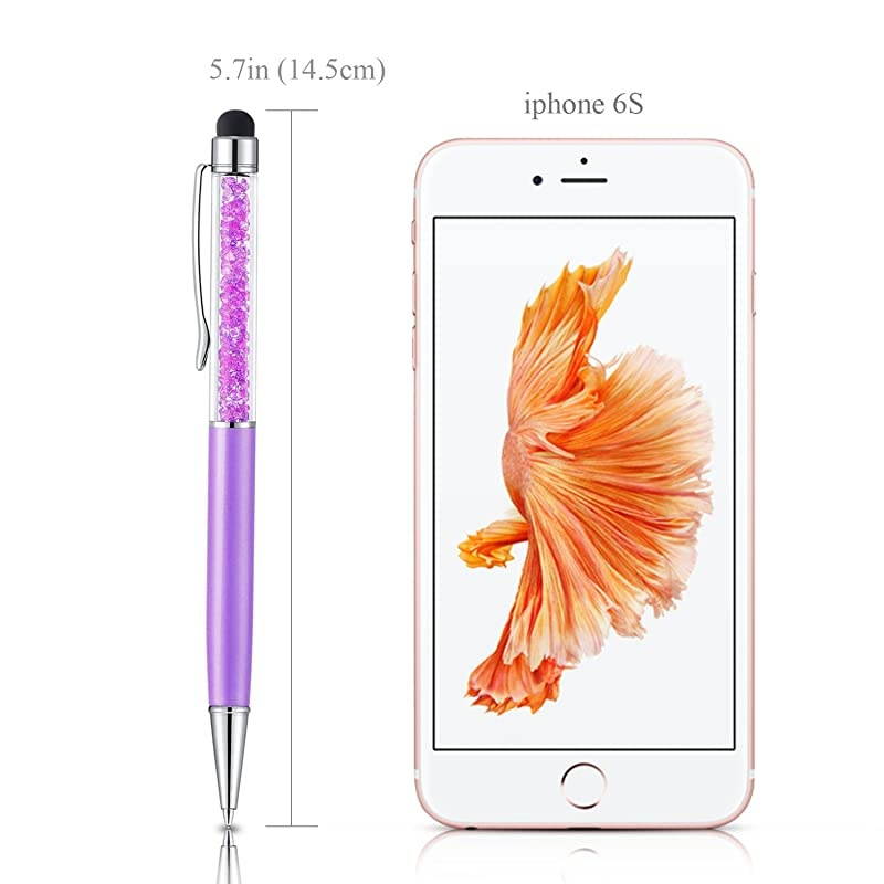 Stylus Pens  6Pcs Crystal 2 in 1 Slim Capacitive Stylus ampBallpoint Pen for Touch Screens iPhone 7 8 Plus x iPad Samsung Galaxy Tablets Sky Blue Pink Purple Royal Blue Black White