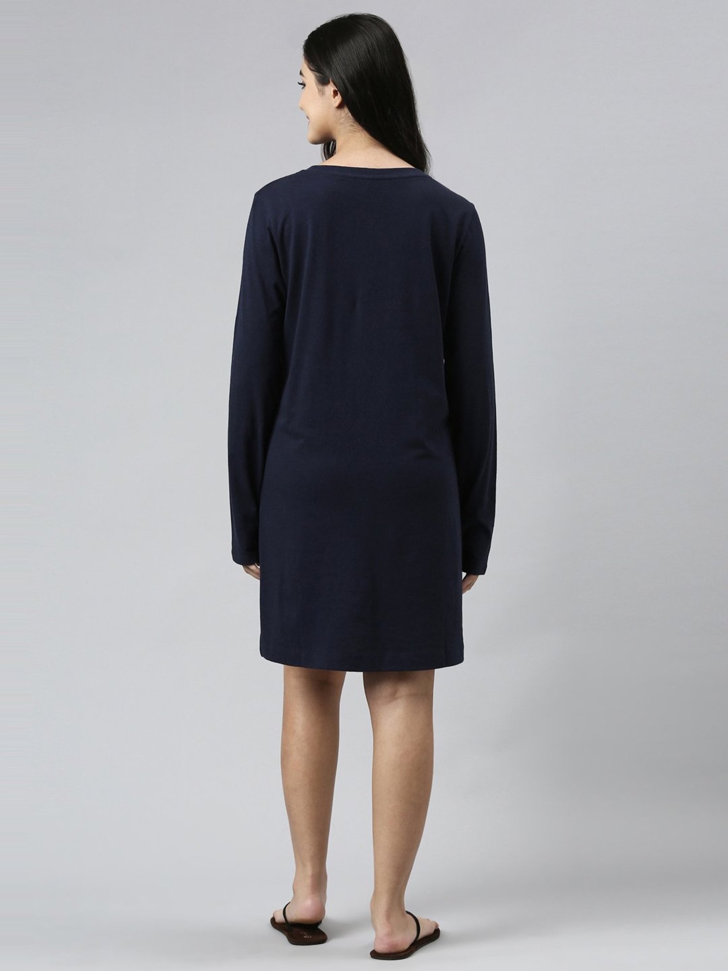 Enamor Blue Cotton Graphic Print Sleep Tee