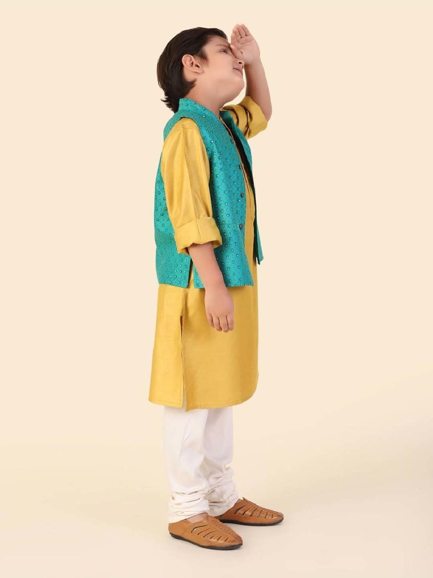 Fabindia Kids Multicolor Printed Full Sleeves Kurta Set