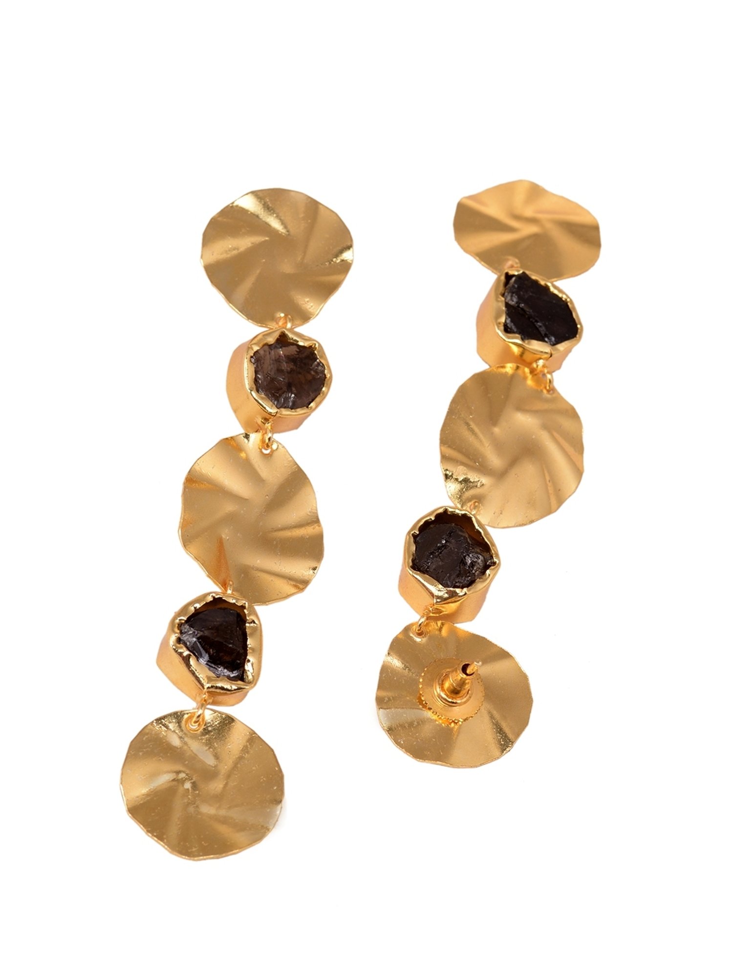 Saraf RS Jewellery Gold Purple Uncut stones Dangler Earrings