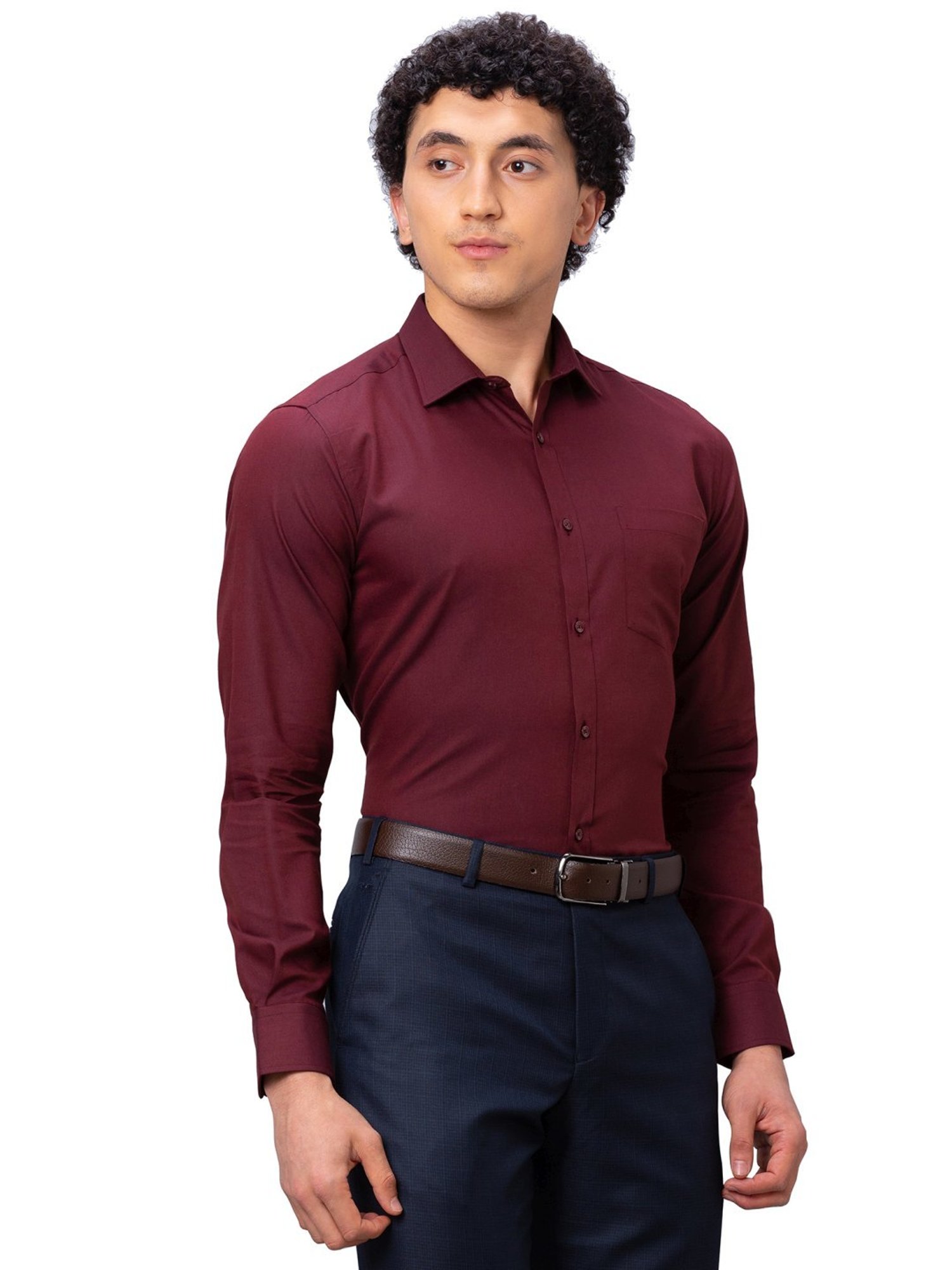 Park Avenue Maroon Slim Fit Shirt