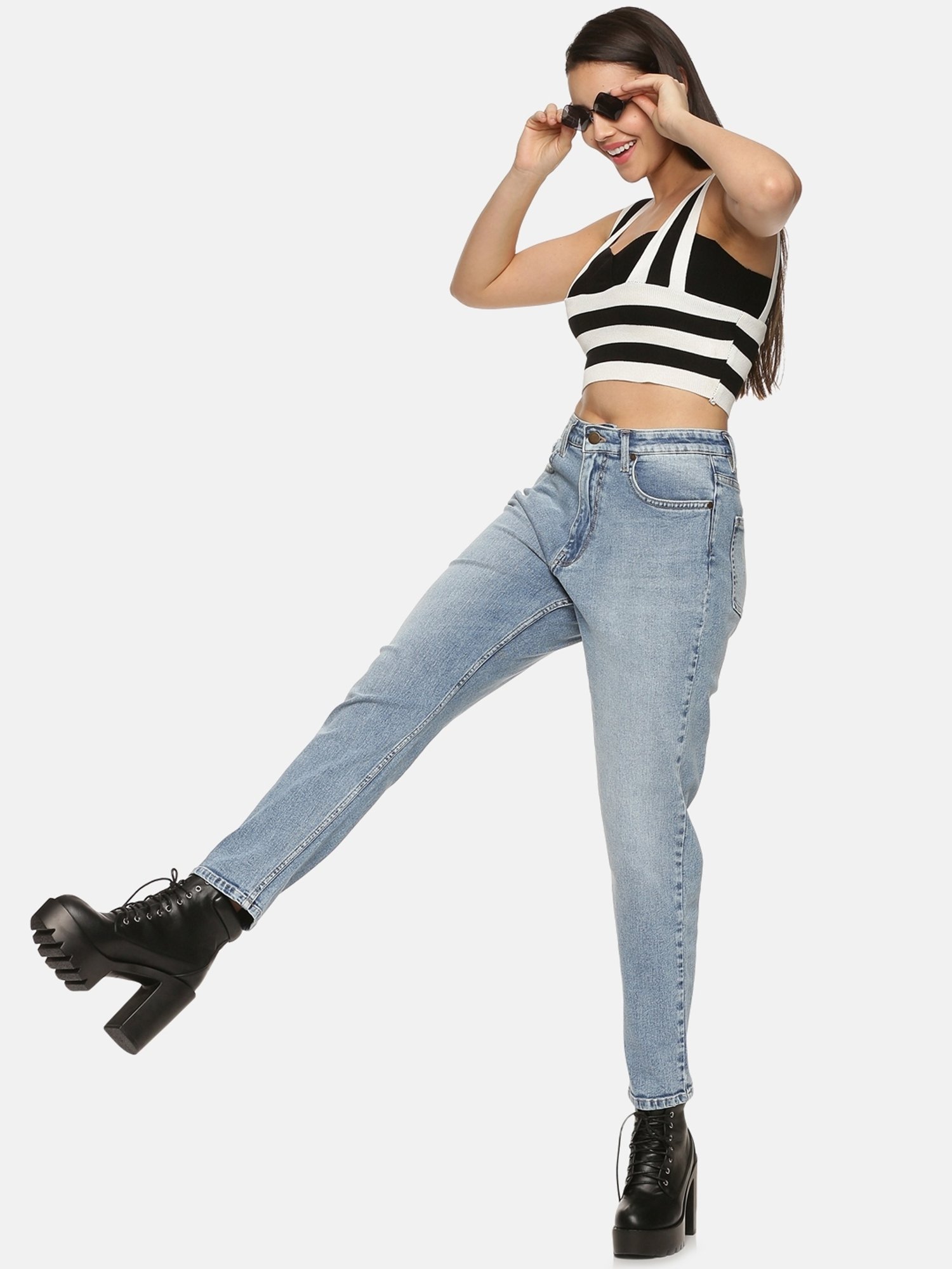 ISU Blue Cotton Mid Rise Jeans