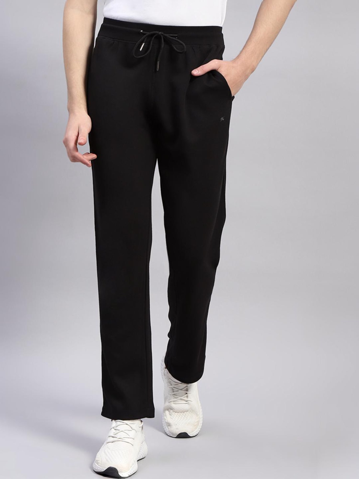 Monte Carlo Black Cotton Regular Fit Trackpants